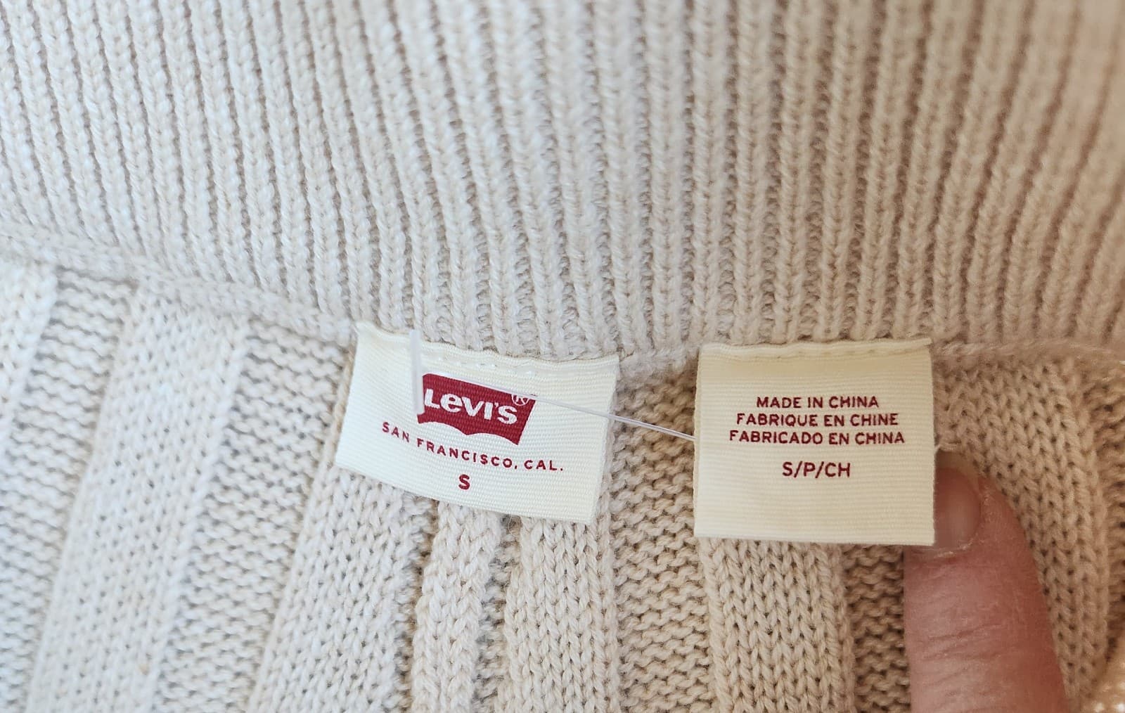 NEW Levi's Not For Resale Wool Blend Ribbed Knit Wide Leg Pants Pull-On Beige S - Thumbnail 7