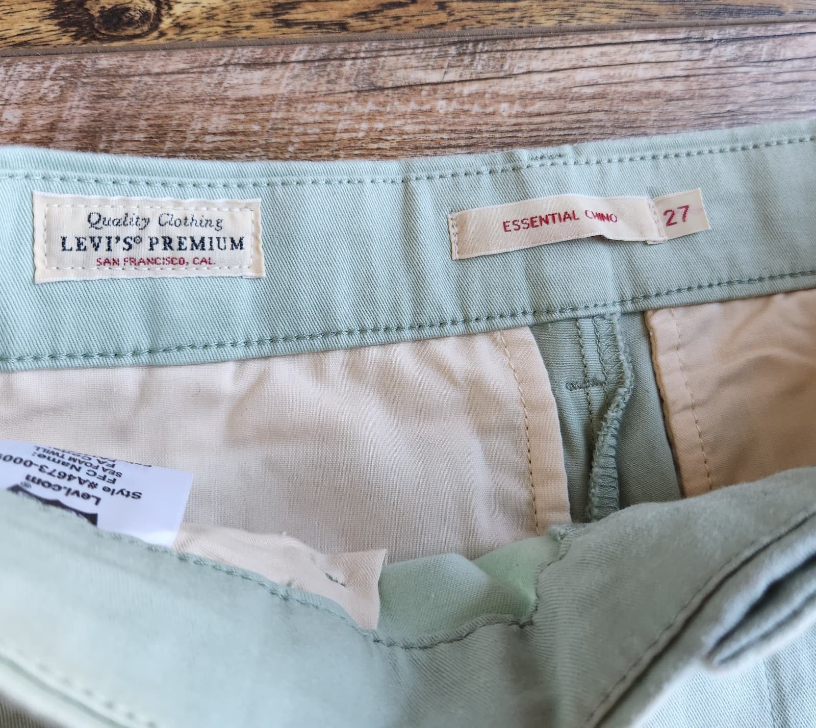 NEW Levi's Premium Not For Resale Essentail Chino Pants Sea Form Twill Green 27 - Thumbnail 9
