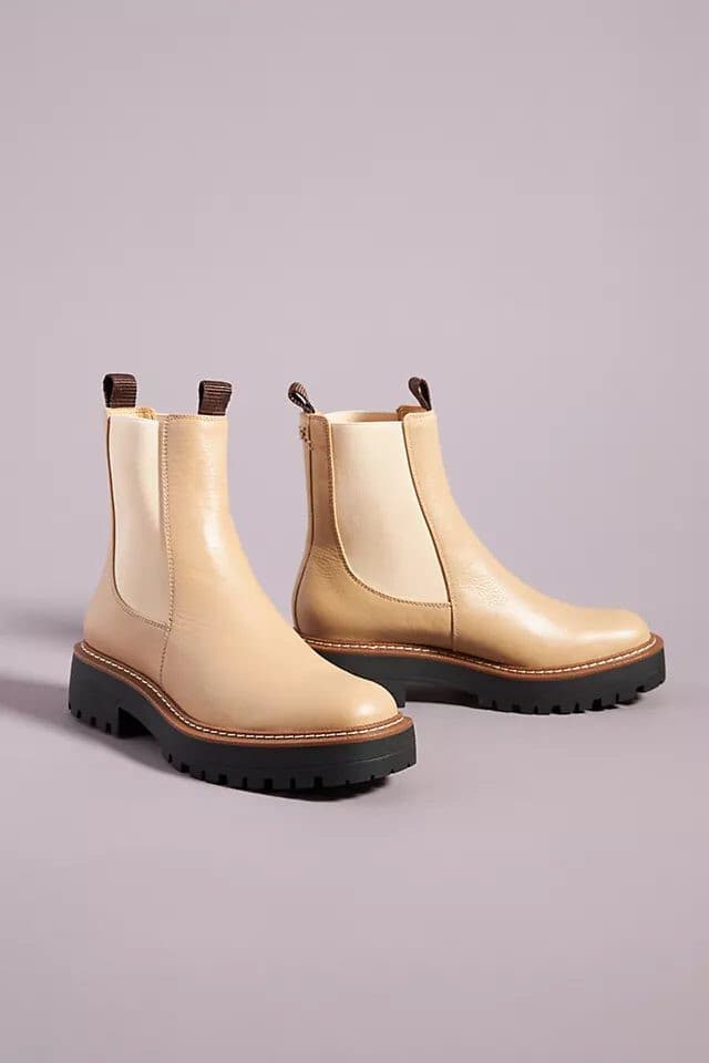 NIB Sam Edelman Laguna Sesame Leather Chelsea Boots Waterproof Lug Sole US 5.5M - Thumbnail 2