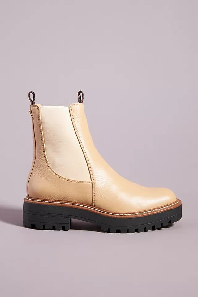 NIB Sam Edelman Laguna Sesame Leather Chelsea Boots Waterproof Lug Sole US 5.5M - Thumbnail 4