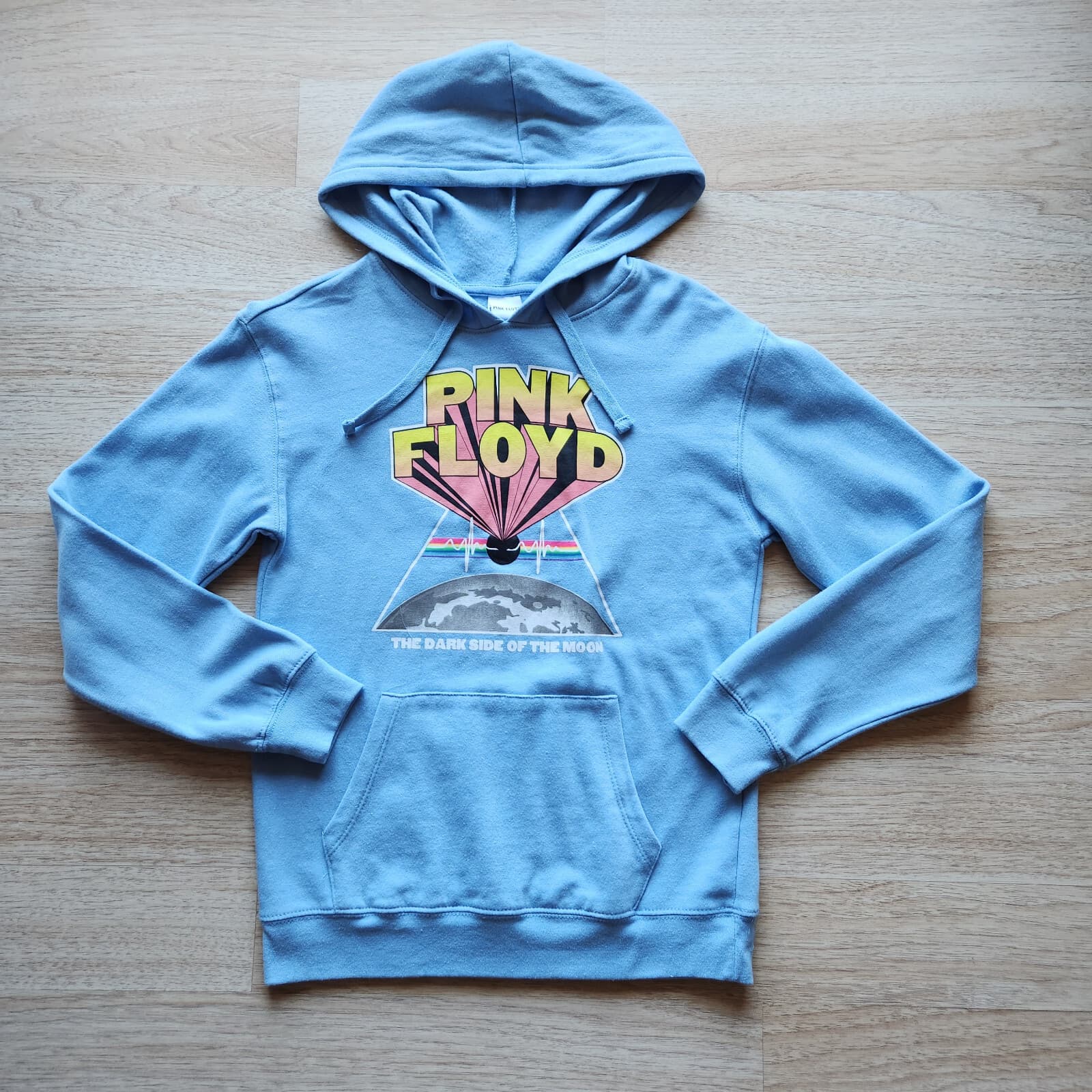 Pink Floyd Dark Side of the Moon Hoodie Sweatshirt Fleece Light Blue Women's XS - Thumbnail 2
