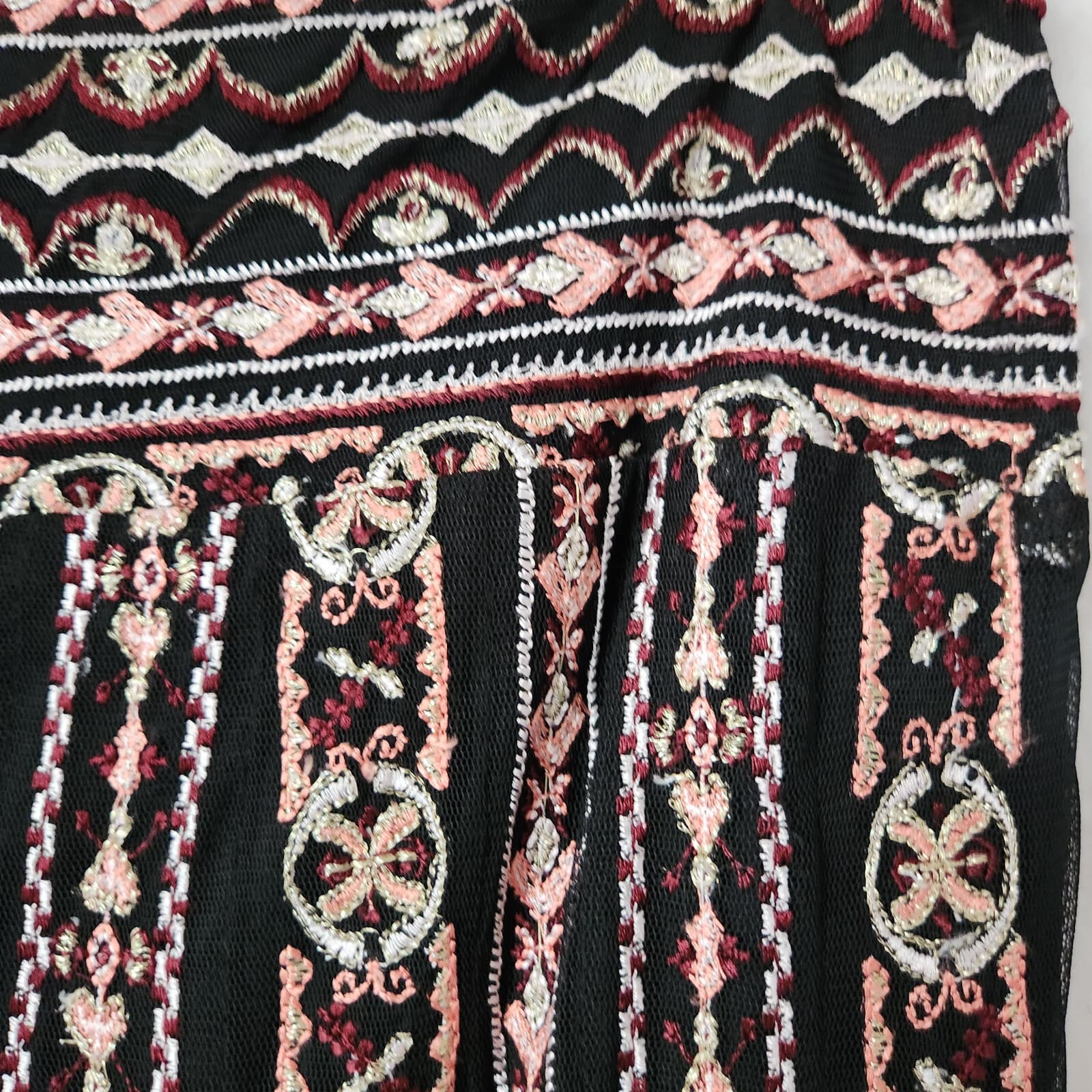 NWoT Soft Surroundings Embroidered Sheer-Mesh Maxi Skirt Pull-On Smock Waist M - Thumbnail 5