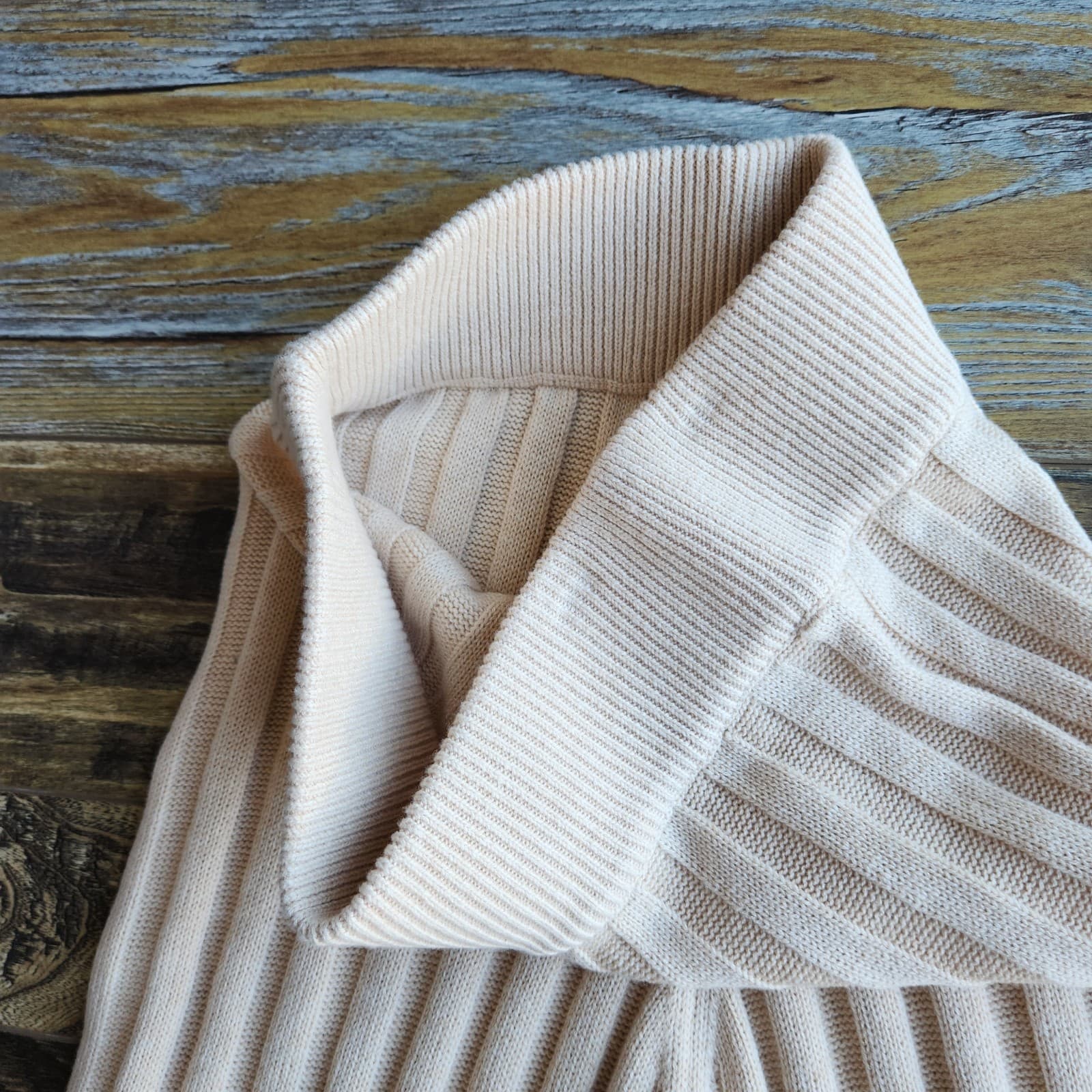 NEW Levi's Not For Resale Wool Blend Ribbed Knit Wide Leg Pants Pull-On Beige S - Thumbnail 5