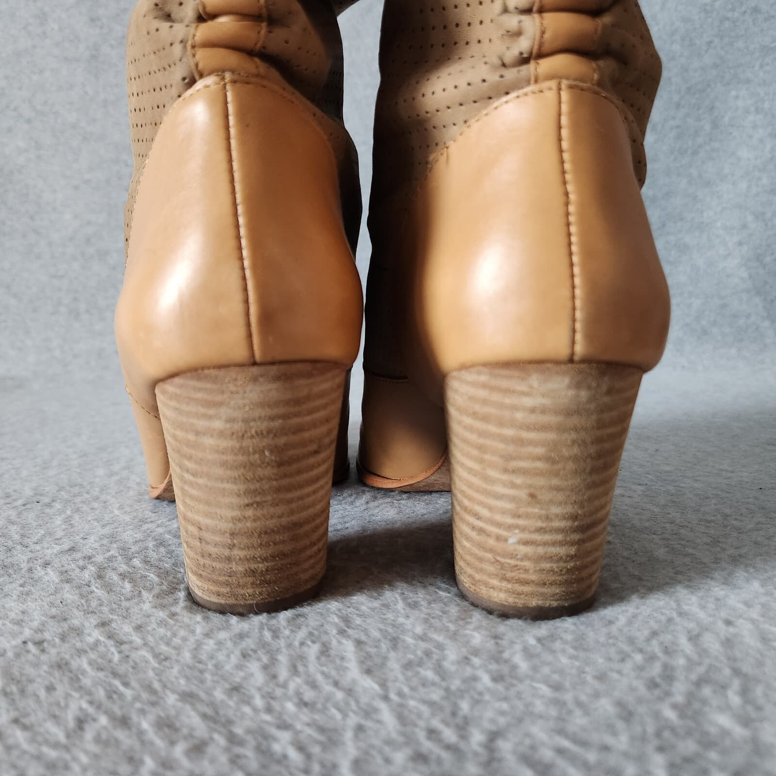 Rebecca Minkoff Brynn Perforated Leather Calfskin Slouchy Western Boot Tan US7M - Thumbnail 7