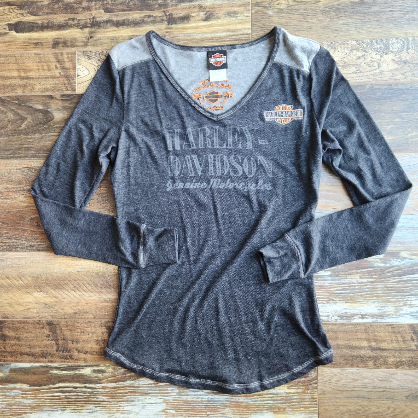 NWoT Harley-Davidson Palm Spring Graphic Long Sleeve T-Shirt Black Gray Womens L - Thumbnail 4