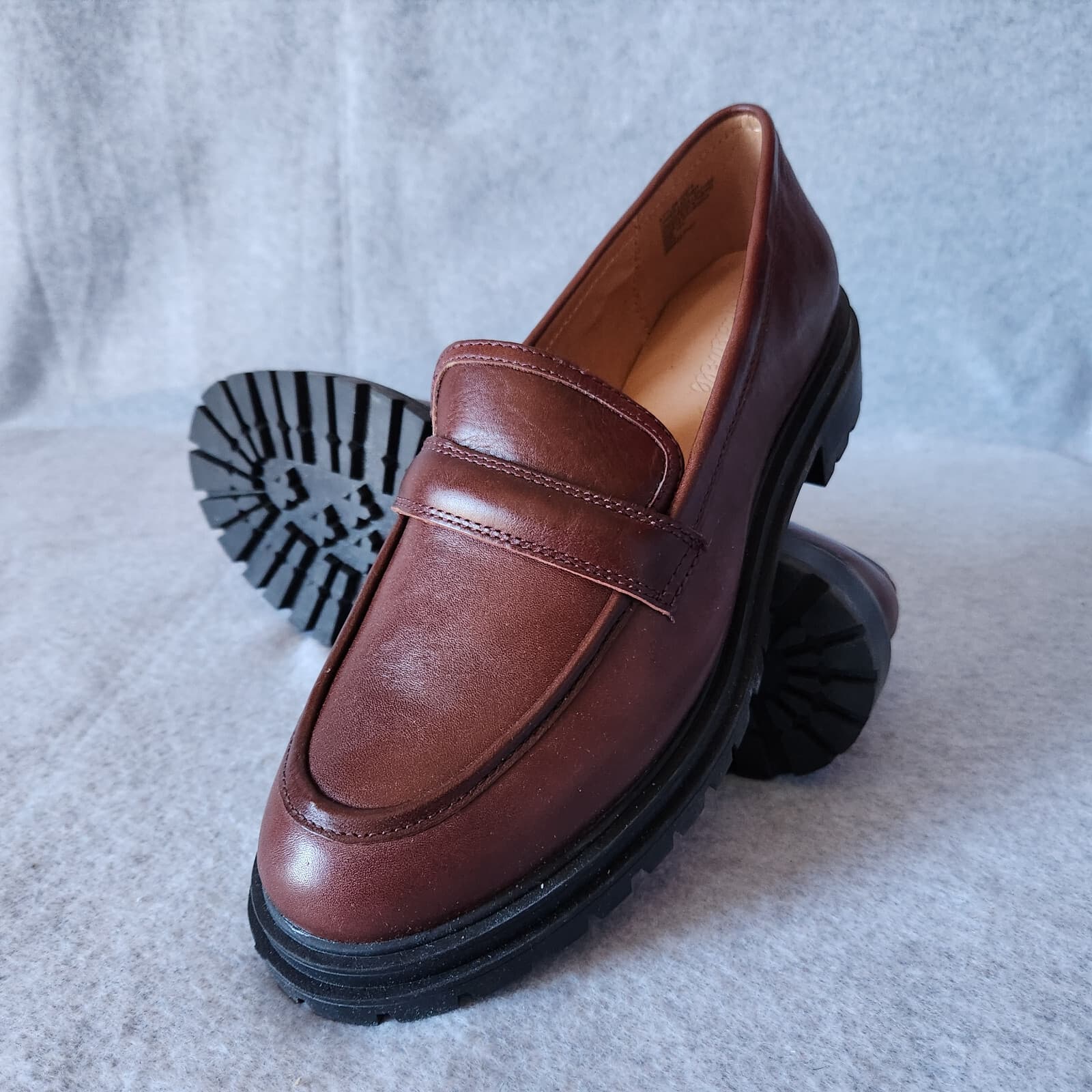 NWoB Madewell $158 The Bradley Chunky Lugsole Leather Loafer Cherry Wood US10.5 - Thumbnail 5