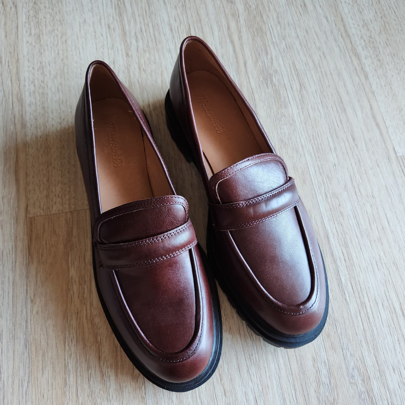NWoB Madewell $158 The Bradley Chunky Lugsole Leather Loafer Cherry Wood US10.5 - Thumbnail 6