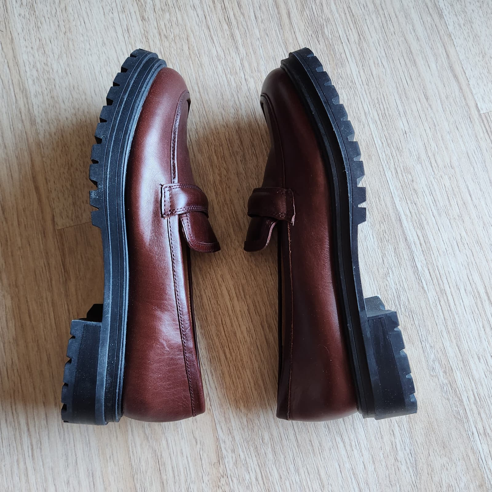NWoB Madewell $158 The Bradley Chunky Lugsole Leather Loafer Cherry Wood US10.5 - Thumbnail 7