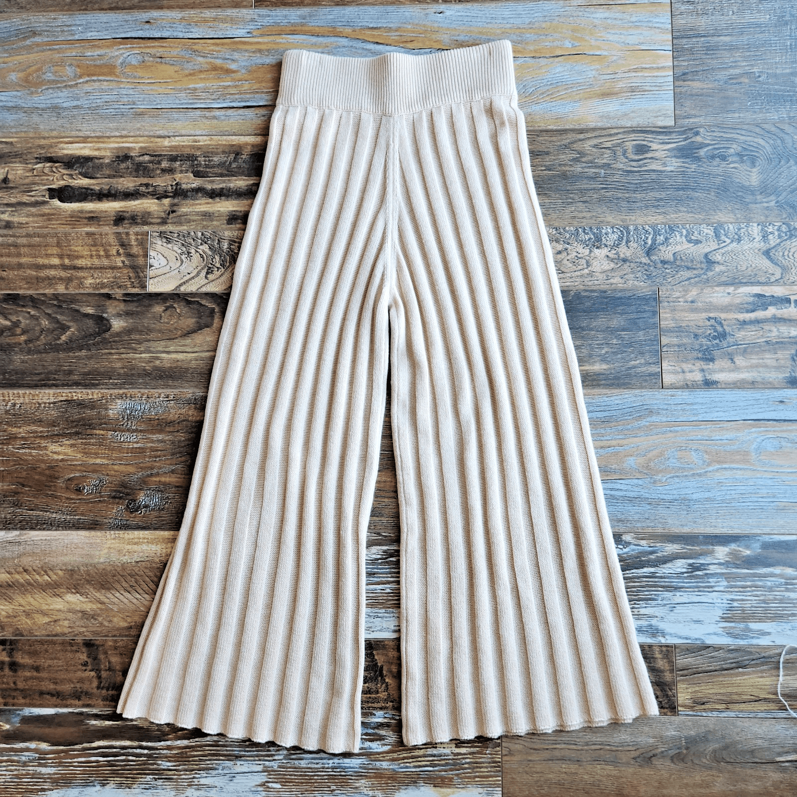 NEW Levi's Not For Resale Wool Blend Ribbed Knit Wide Leg Pants Pull-On Beige S
