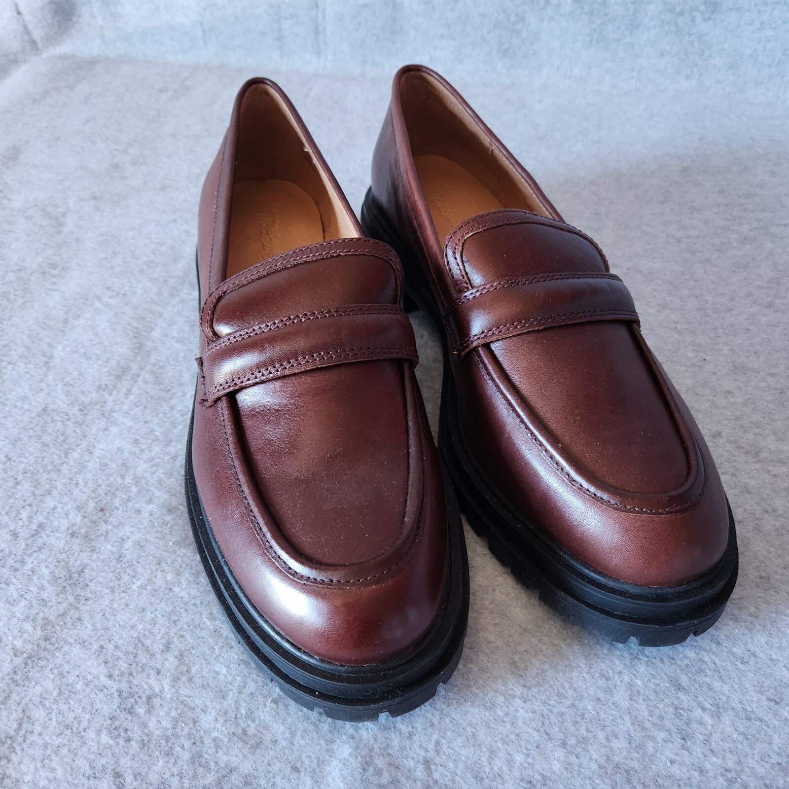 NWoB Madewell $158 The Bradley Chunky Lugsole Leather Loafer Cherry Wood US10.5 - Thumbnail 4