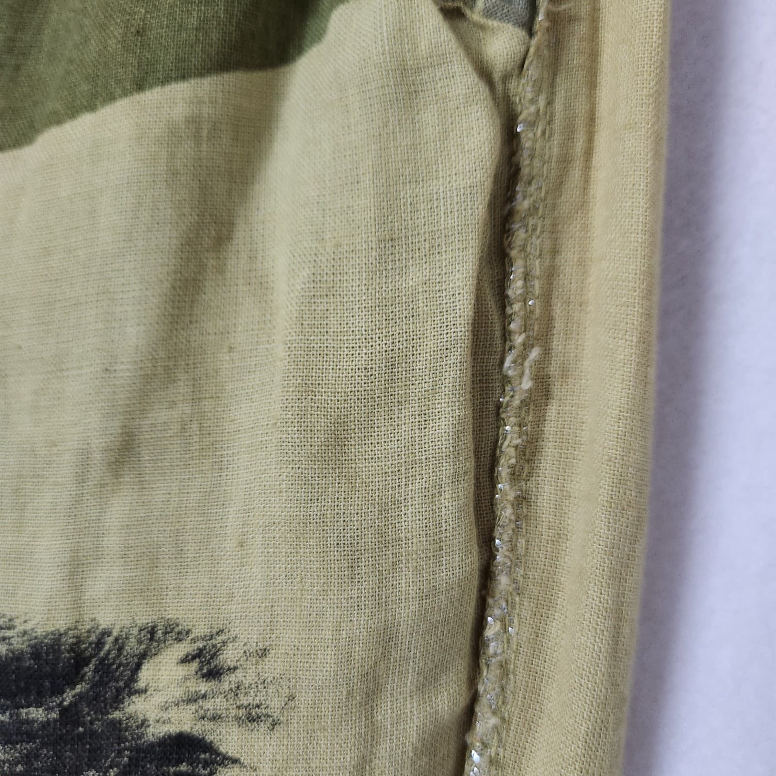 NWoT Venti6 Made in Italy Linen Pants Elastic Waist Pocket Abstract Green Sz.S - Thumbnail 3