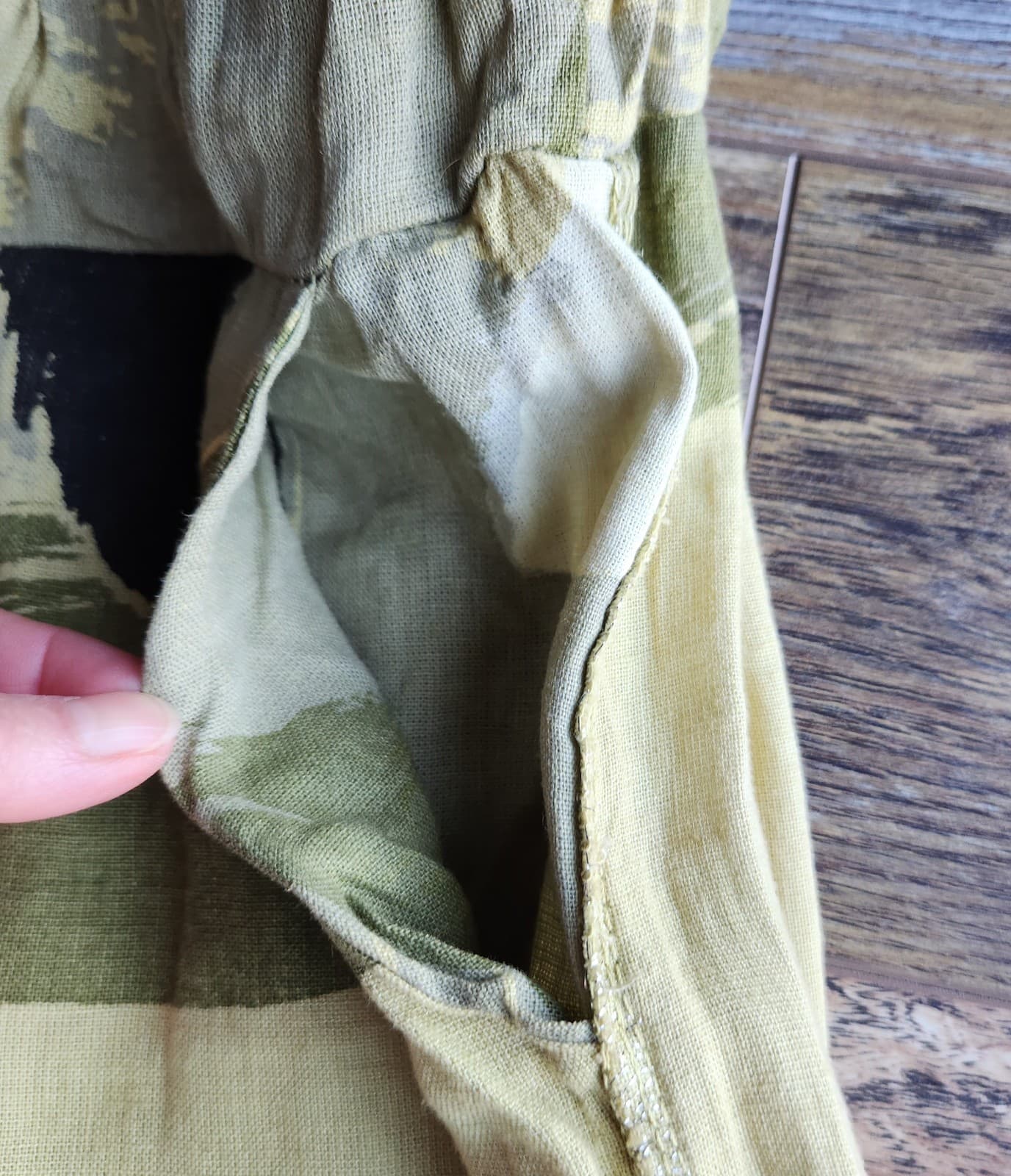 NWoT Venti6 Made in Italy Linen Pants Elastic Waist Pocket Abstract Green Sz.S - Thumbnail 5