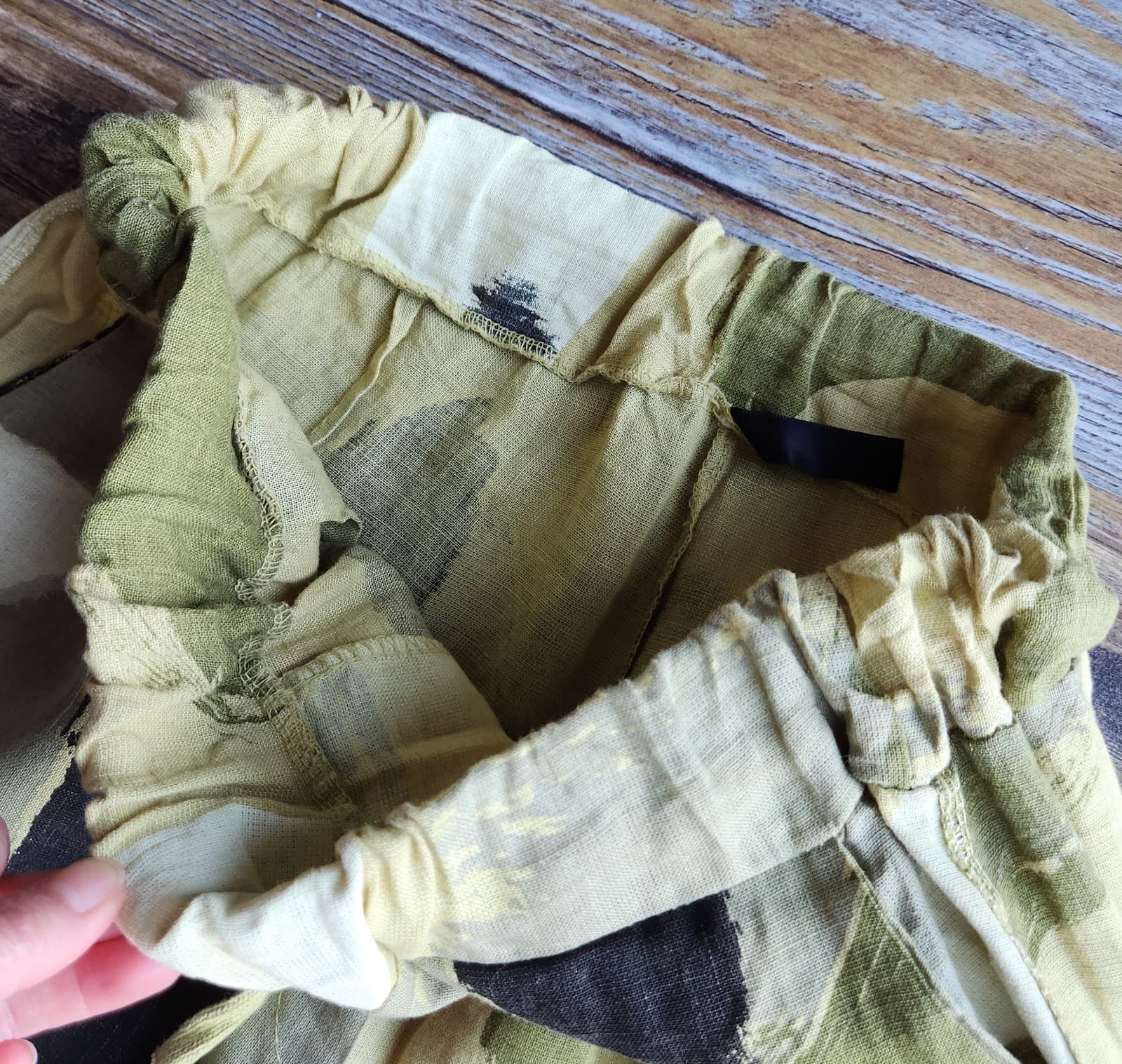 NWoT Venti6 Made in Italy Linen Pants Elastic Waist Pocket Abstract Green Sz.S - Thumbnail 6