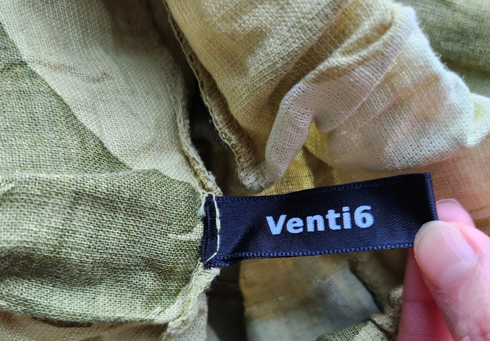 NWoT Venti6 Made in Italy Linen Pants Elastic Waist Pocket Abstract Green Sz.S - Thumbnail 7