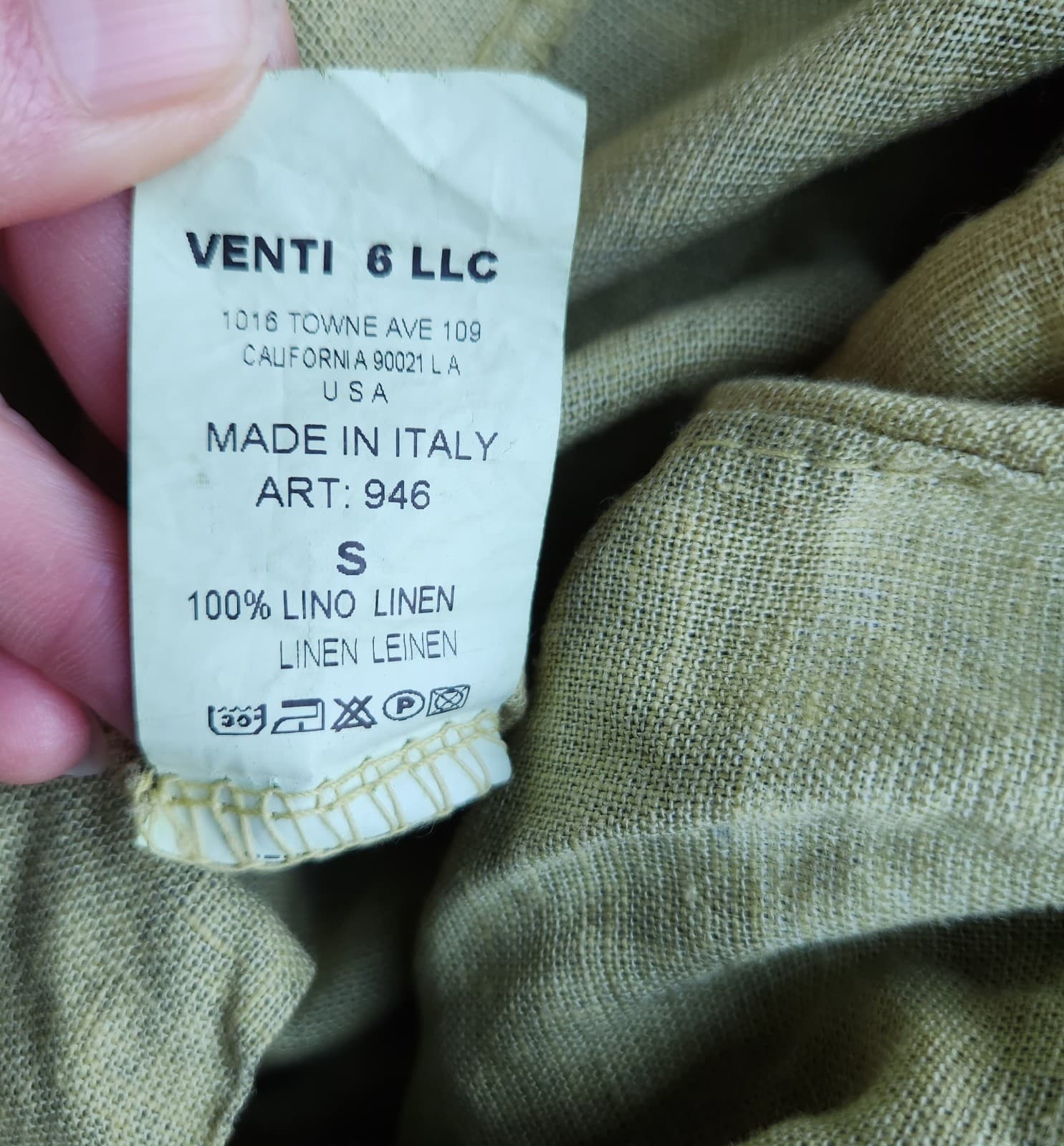 NWoT Venti6 Made in Italy Linen Pants Elastic Waist Pocket Abstract Green Sz.S - Thumbnail 8