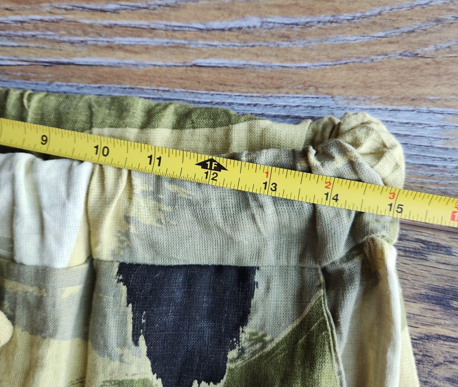 NWoT Venti6 Made in Italy Linen Pants Elastic Waist Pocket Abstract Green Sz.S - Thumbnail 9