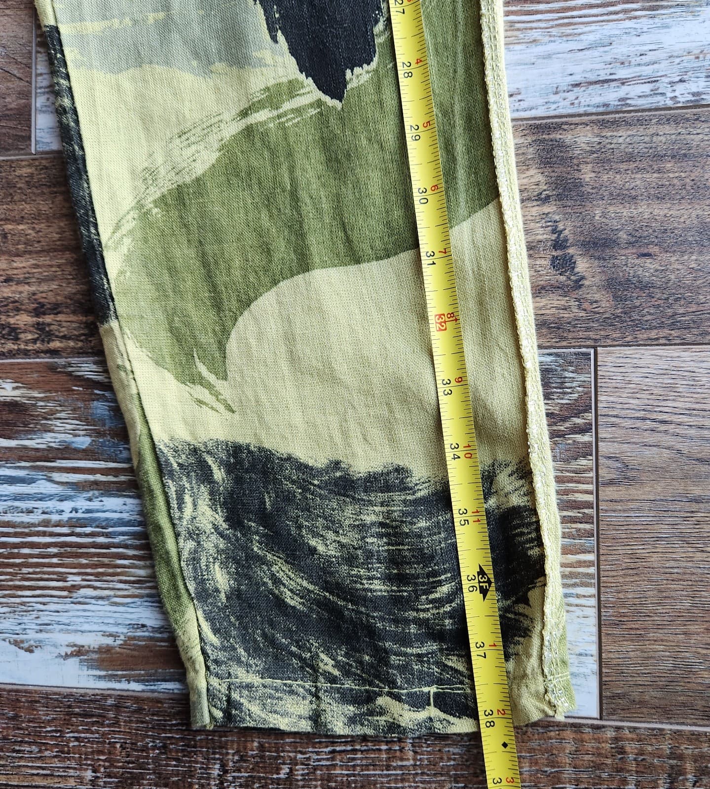 NWoT Venti6 Made in Italy Linen Pants Elastic Waist Pocket Abstract Green Sz.S - Thumbnail 10