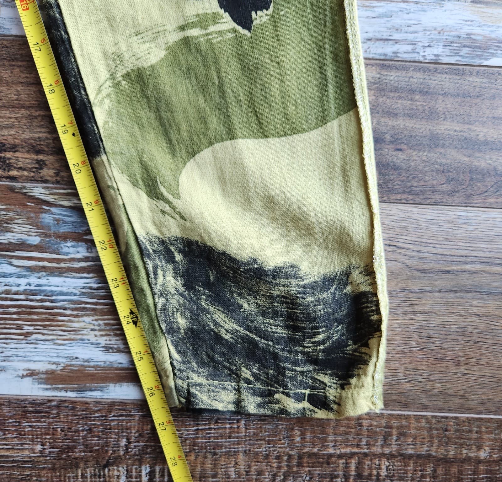 NWoT Venti6 Made in Italy Linen Pants Elastic Waist Pocket Abstract Green Sz.S - Thumbnail 11
