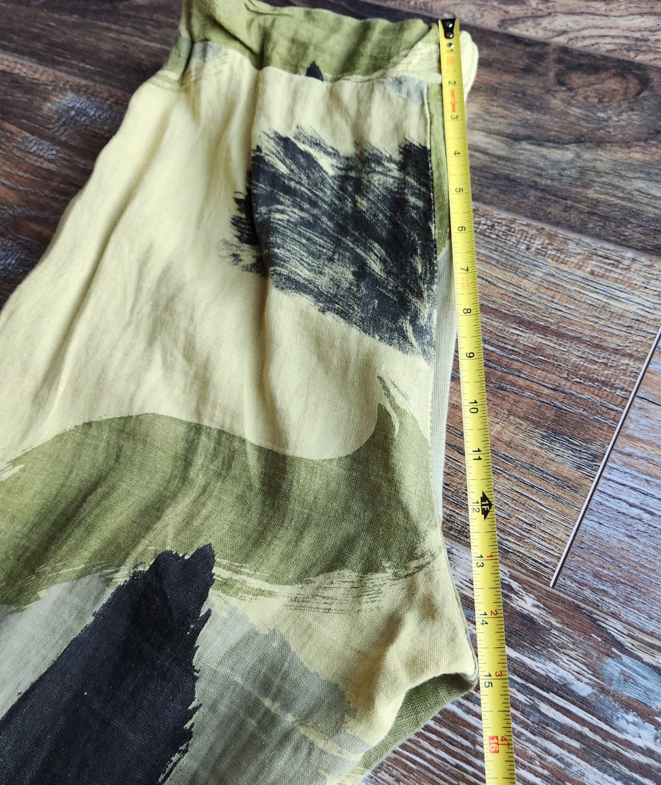NWoT Venti6 Made in Italy Linen Pants Elastic Waist Pocket Abstract Green Sz.S - Thumbnail 12