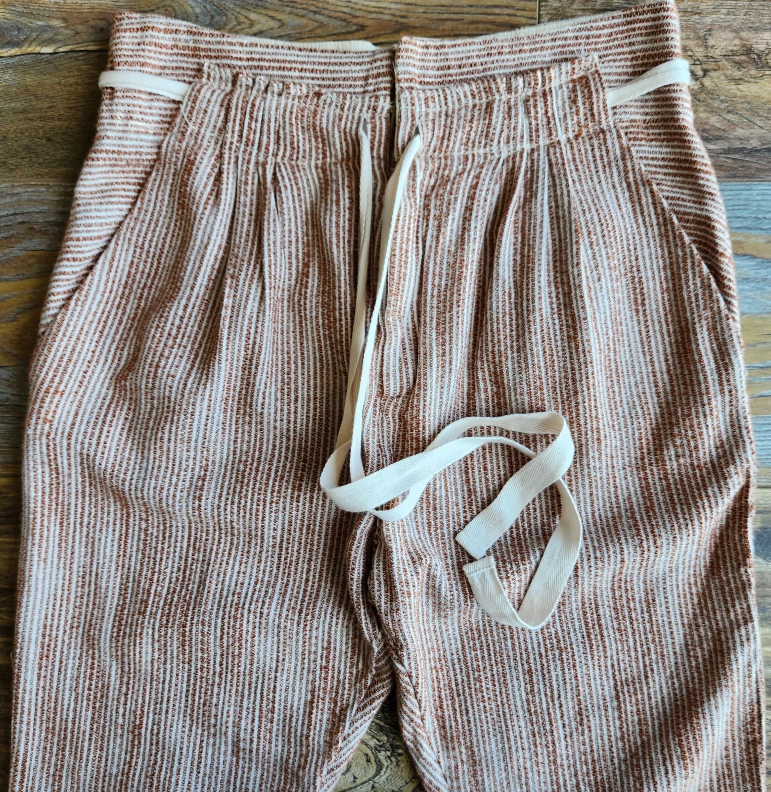 NWT Free People Light At Sunrise High-Rise Pants Drawstring Strip Caraway Sz.2 - Thumbnail 5