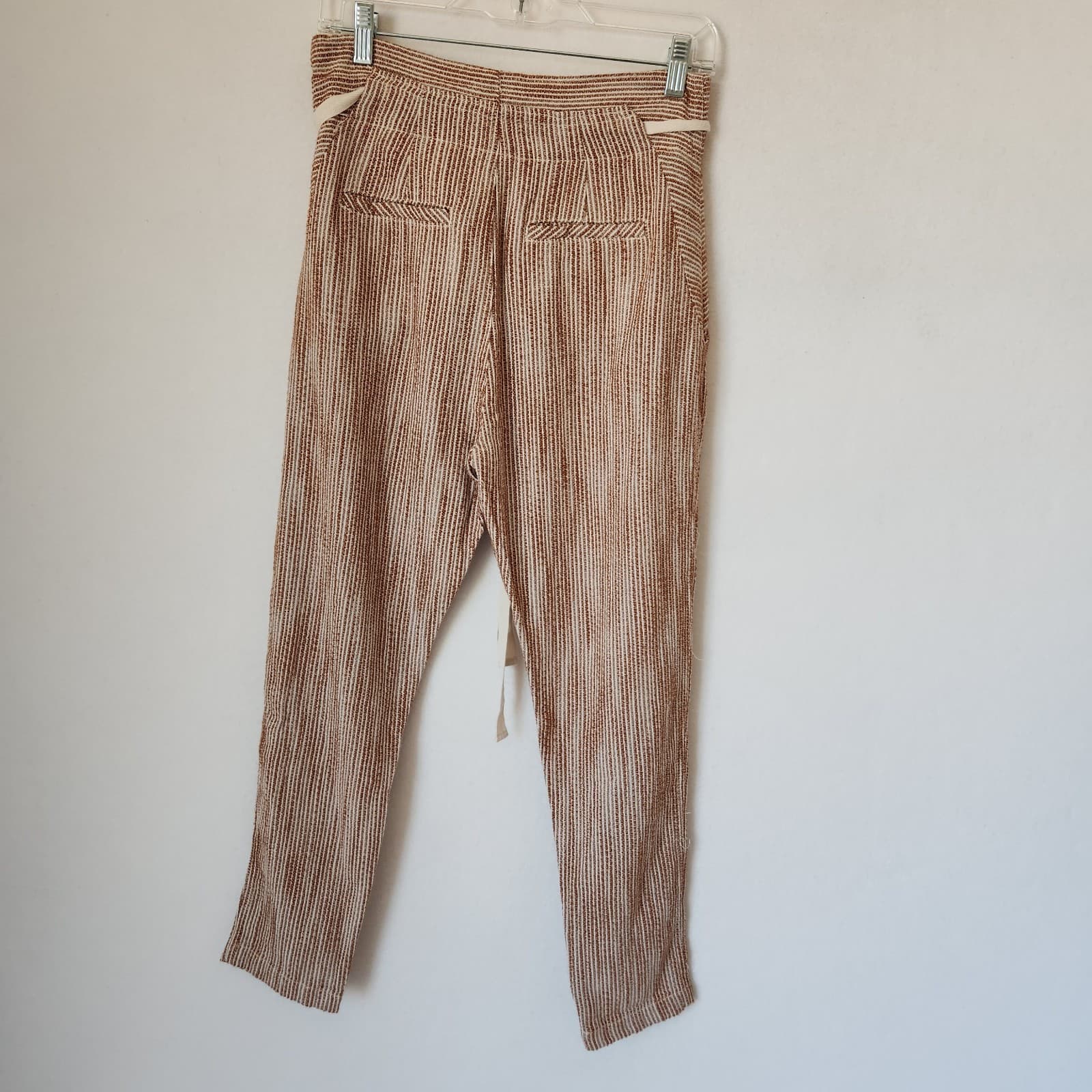 NWT Free People Light At Sunrise High-Rise Pants Drawstring Strip Caraway Sz.2 - Thumbnail 8