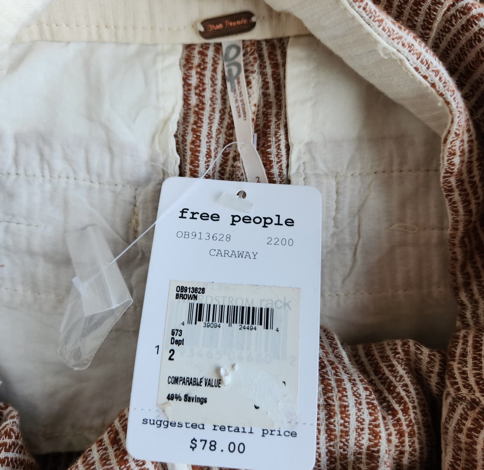 NWT Free People Light At Sunrise High-Rise Pants Drawstring Strip Caraway Sz.2 - Thumbnail 10