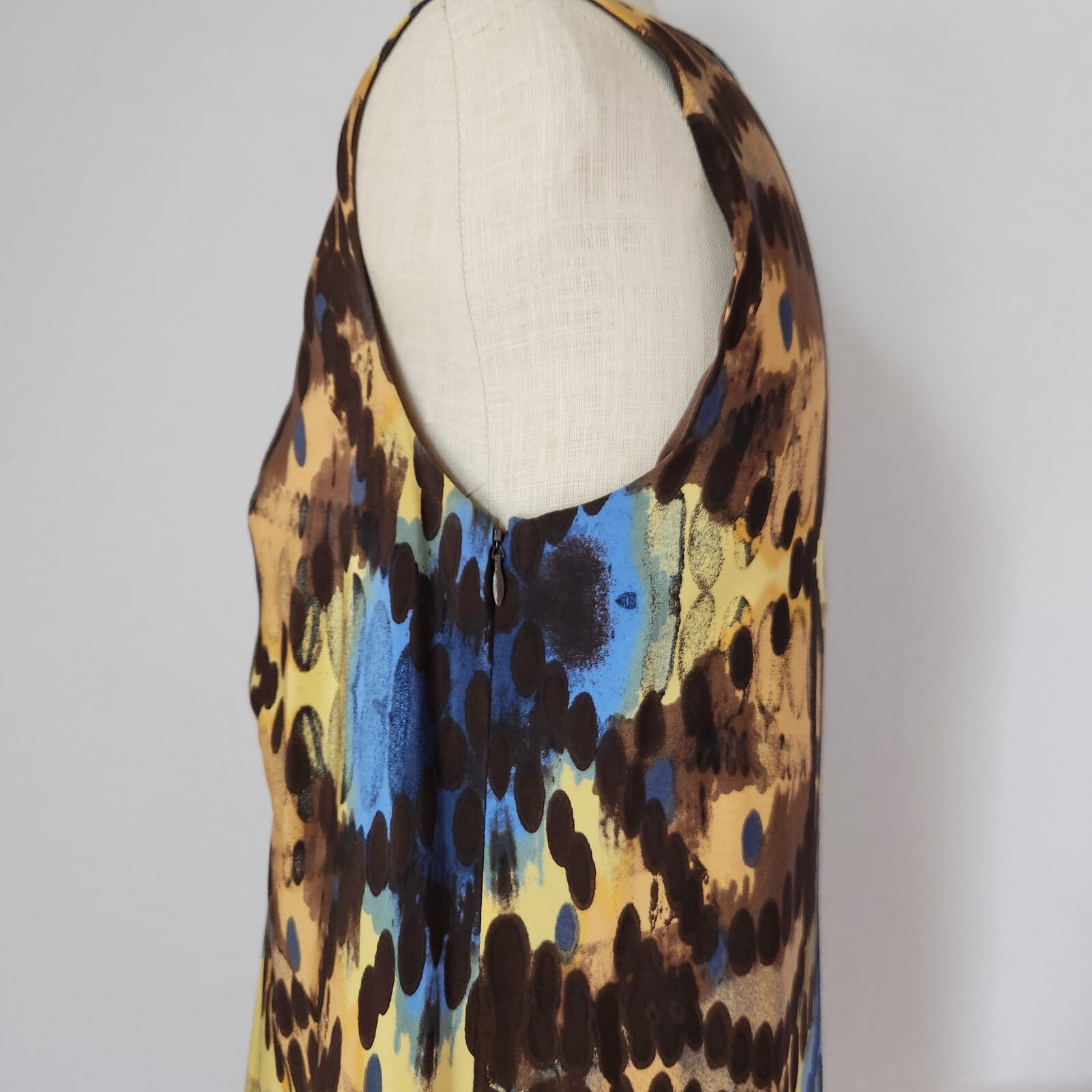 Halogen Silk Abstract Mini Shift Dress Sleeveless Lined Multicolor Sz.M - Thumbnail 4