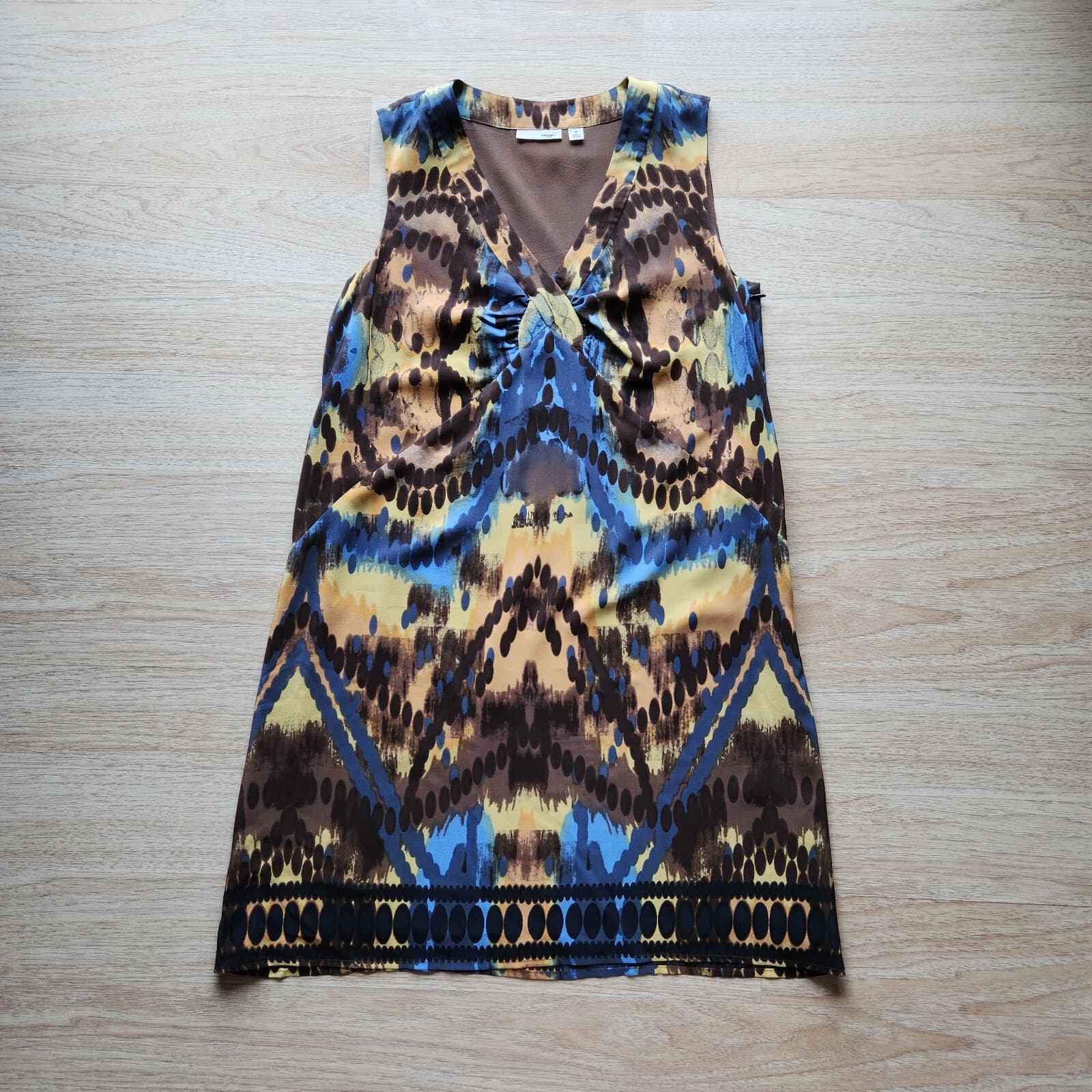 Halogen Silk Abstract Mini Shift Dress Sleeveless Lined Multicolor Sz.M - Thumbnail 6