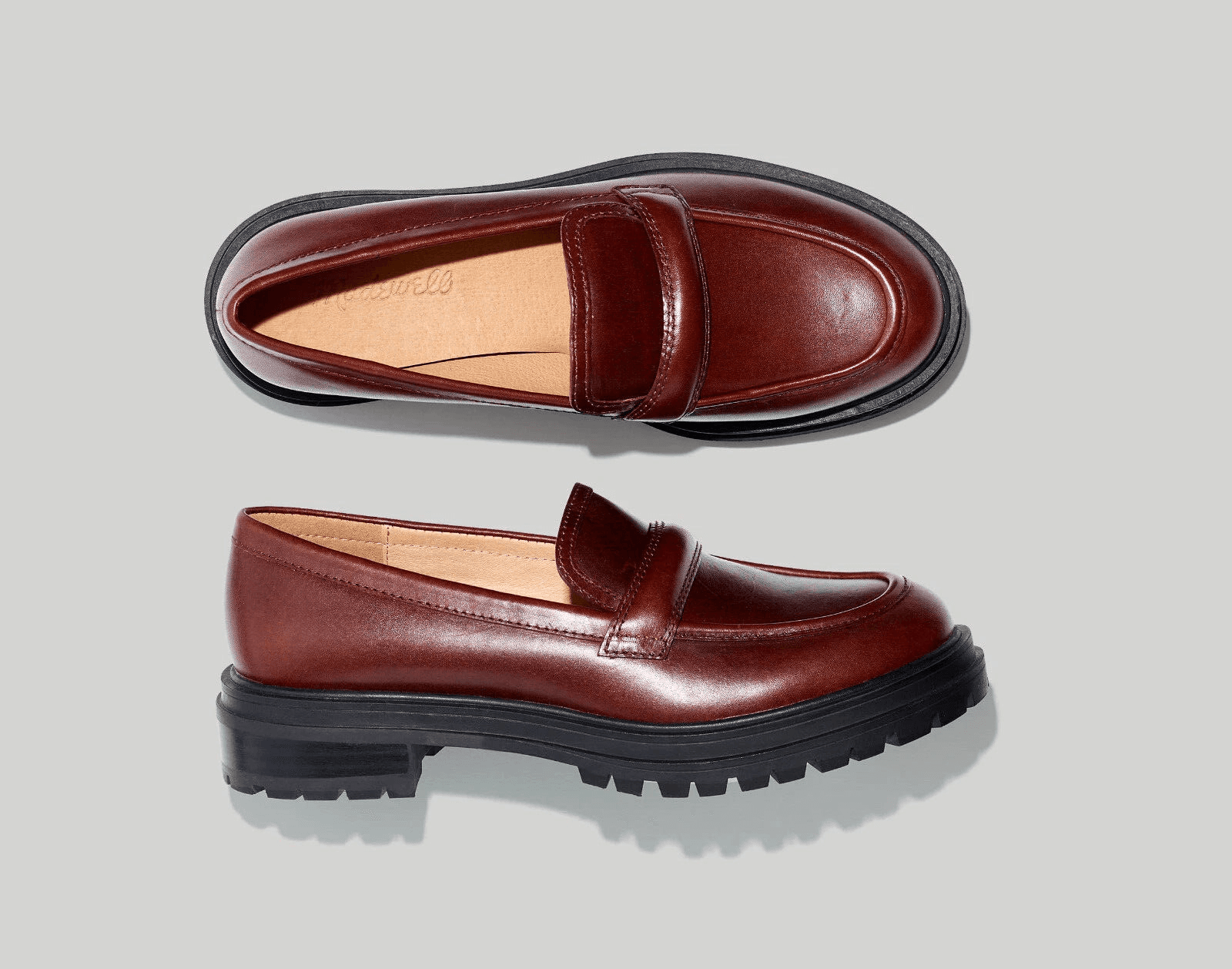 NWoB Madewell $158 The Bradley Chunky Lugsole Leather Loafer Cherry Wood US10.5 - Thumbnail 2
