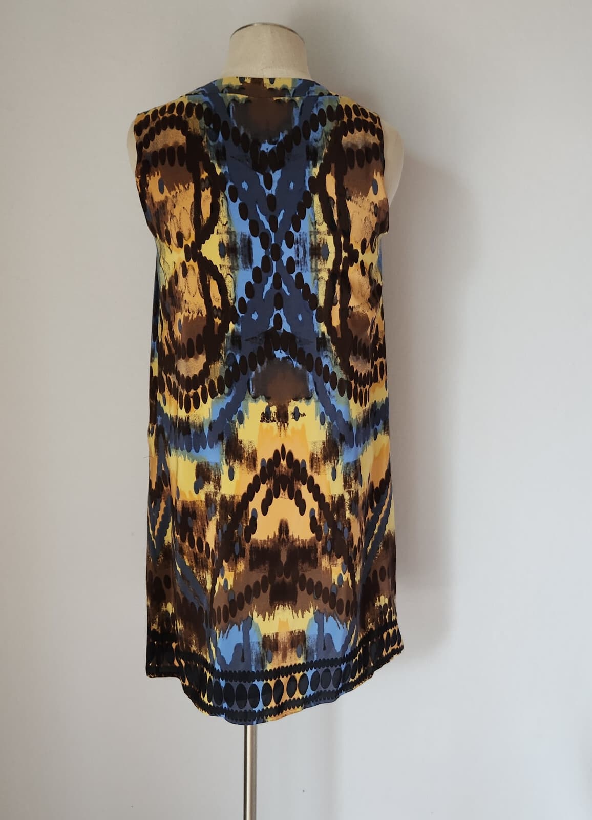 Halogen Silk Abstract Mini Shift Dress Sleeveless Lined Multicolor Sz.M - Thumbnail 5
