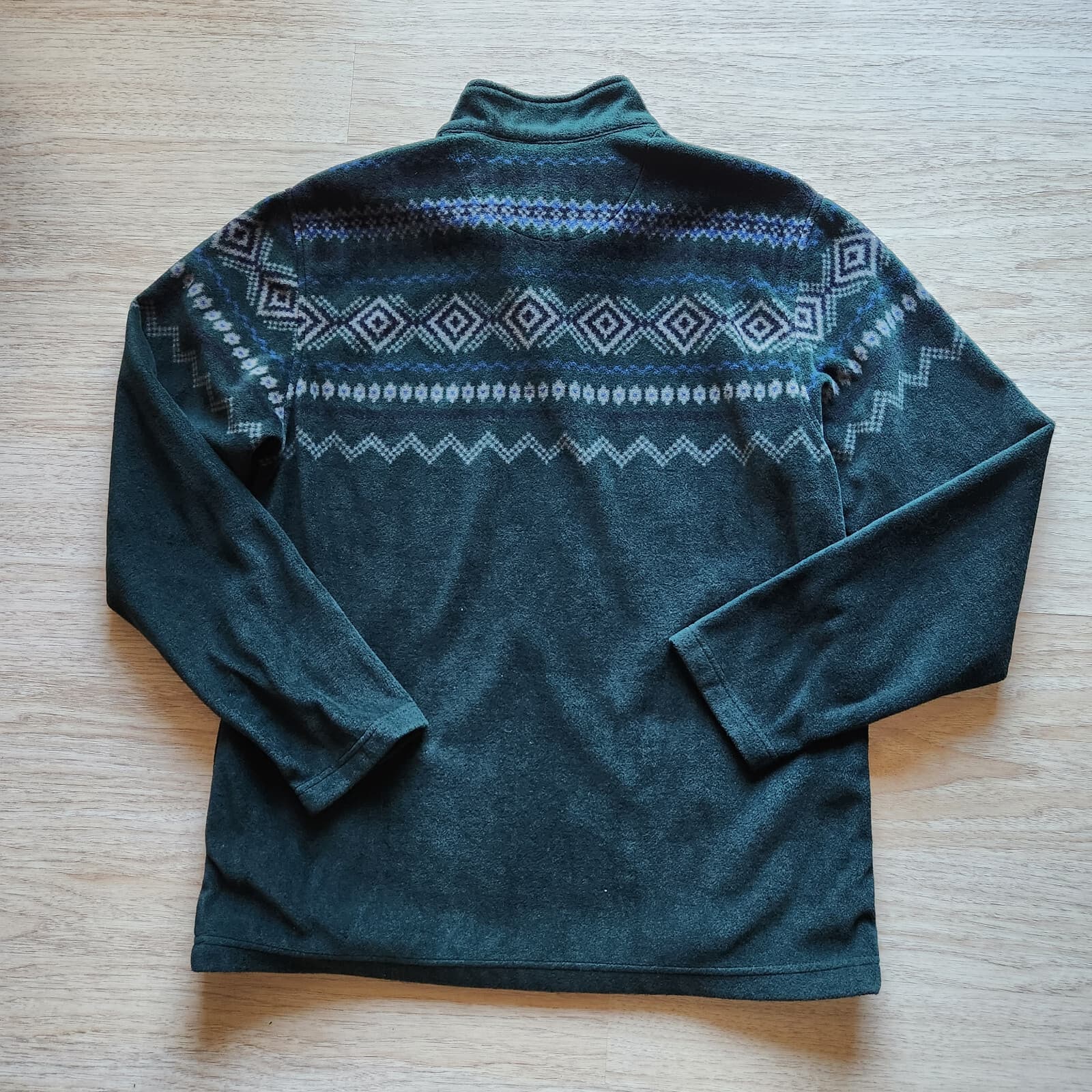 Chaps Aztec Fleece 1/4 Snap Sweater Pocket Mock Neck Deep Pine Green Men's L - Thumbnail 7