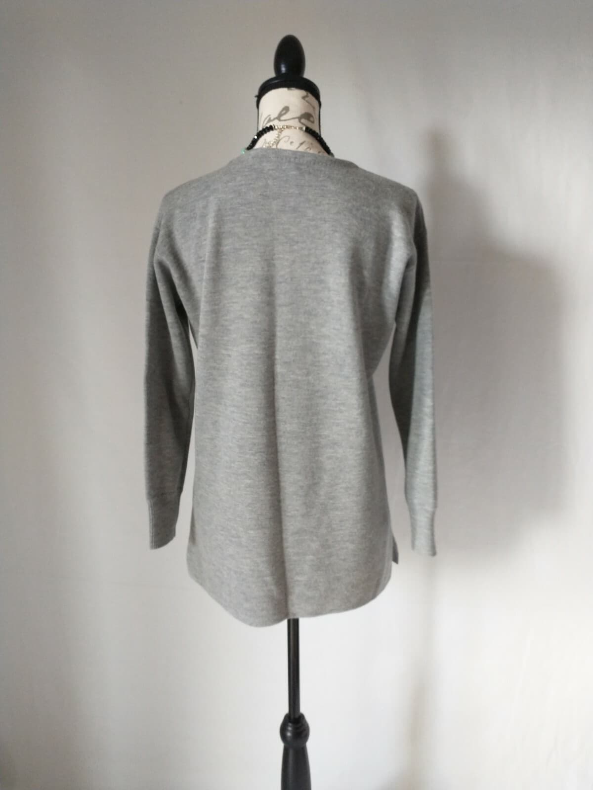 J.Crew 100% Merino Wool Patch Pocket Tunic Sweater Crew Neck Grey Women Size XS - Thumbnail 7