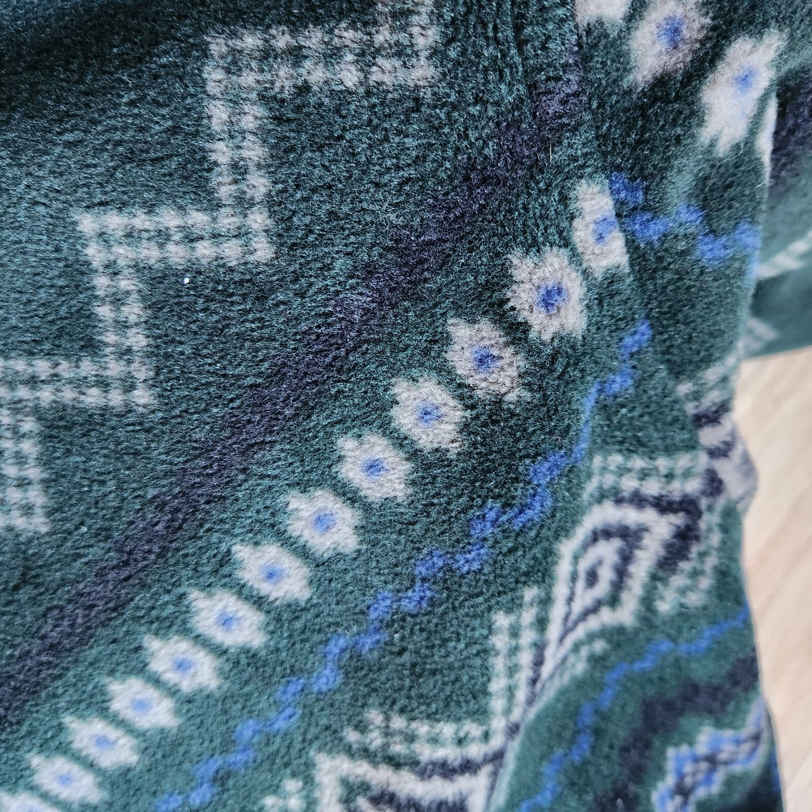 Chaps Aztec Fleece 1/4 Snap Sweater Pocket Mock Neck Deep Pine Green Men's L - Thumbnail 6
