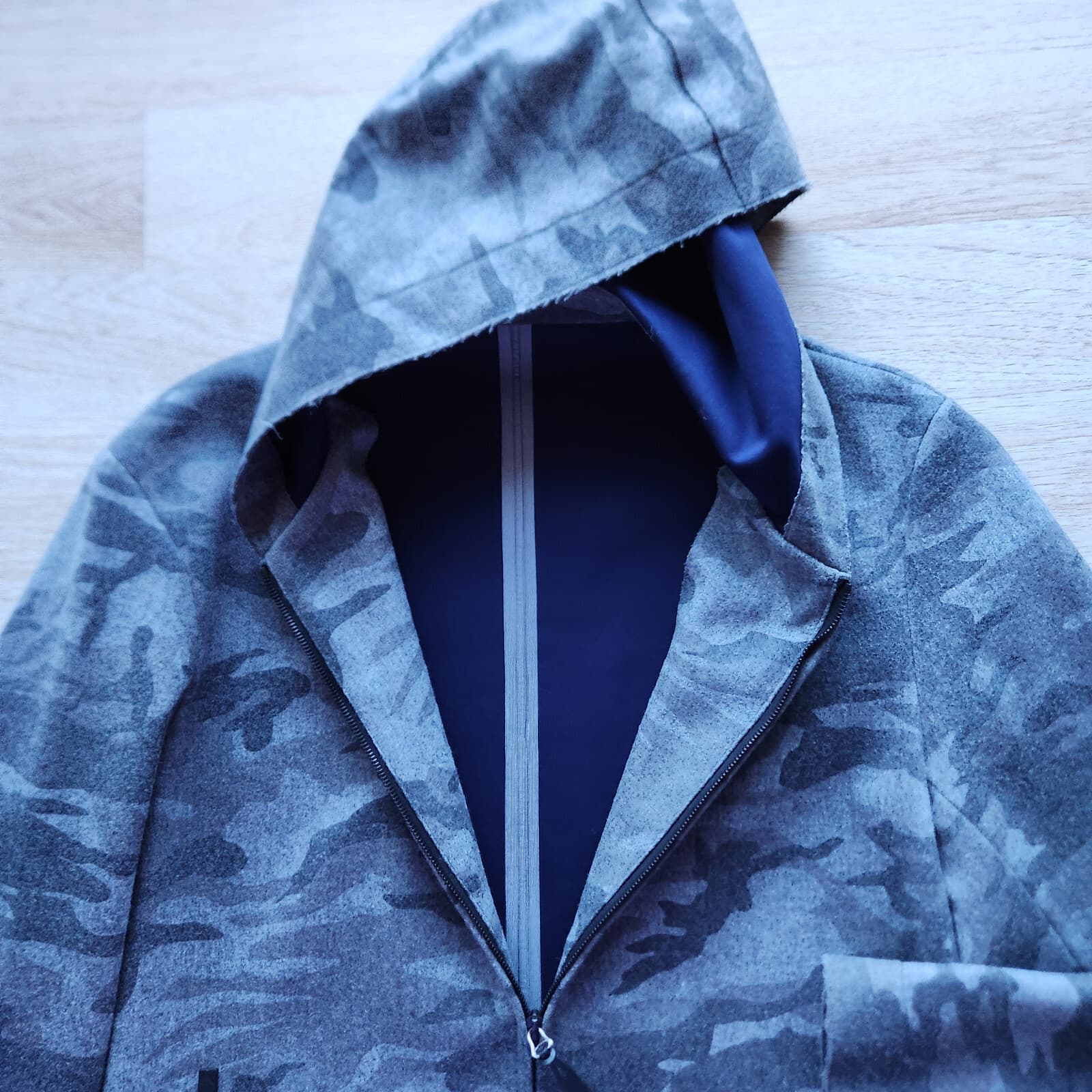 EMPORIO ARMANI Techno Tailoring Camo Wool Blend Hooded Coat Jacket Grey Men's 48 - Thumbnail 7