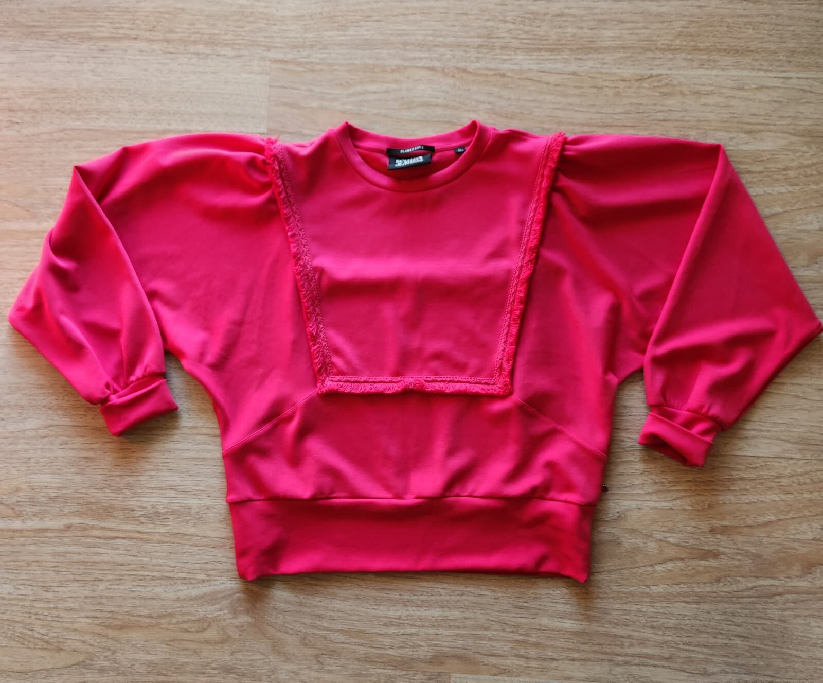 Scotch & Soda $138 Fringed Oversized Raglan Sweatshirt Wide Cuff-Hem Pink Sz.XL - Thumbnail 5