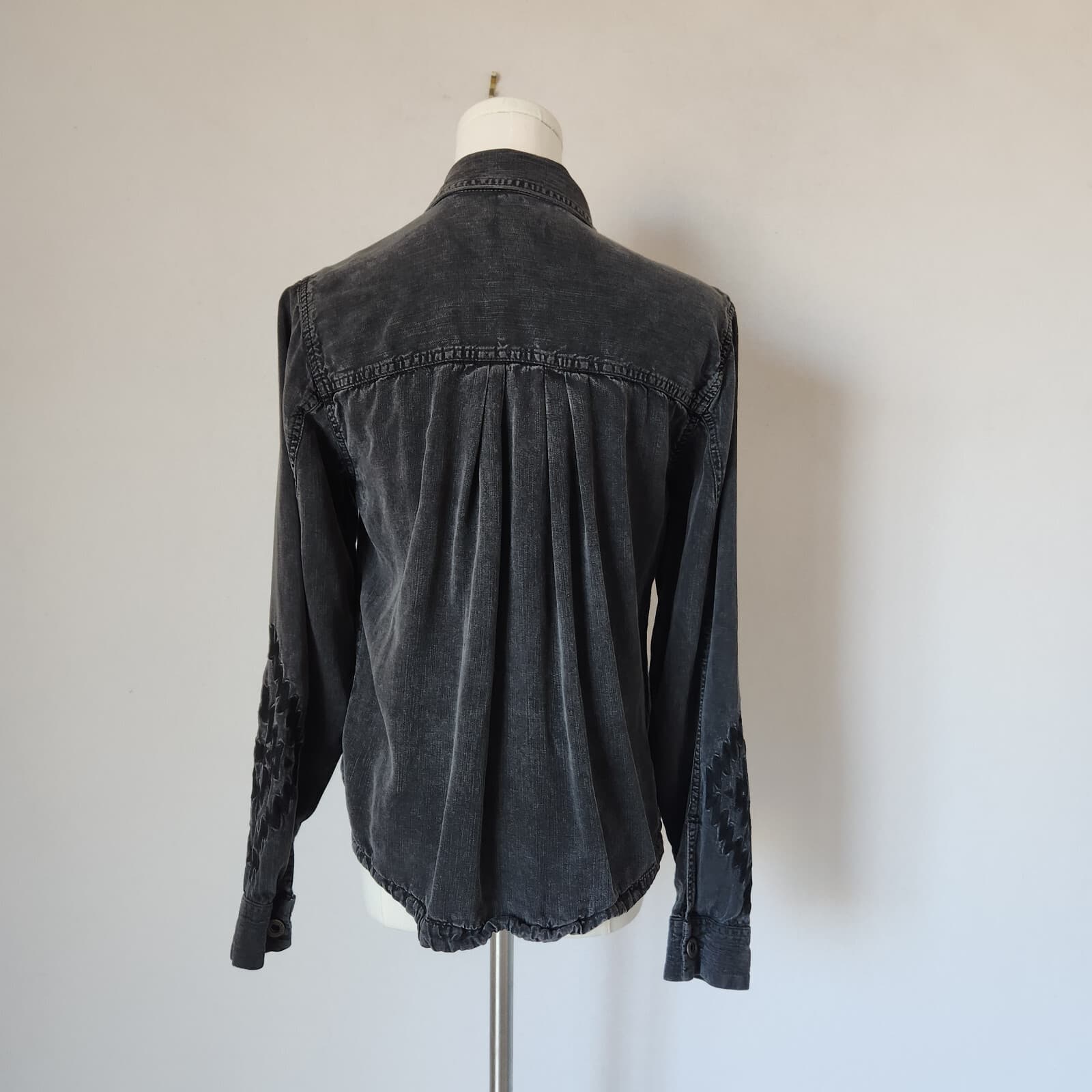 Ariat Embroidered Saloon Trucker jacket Long Sleeve Pocket Button Black Womens S - Thumbnail 10