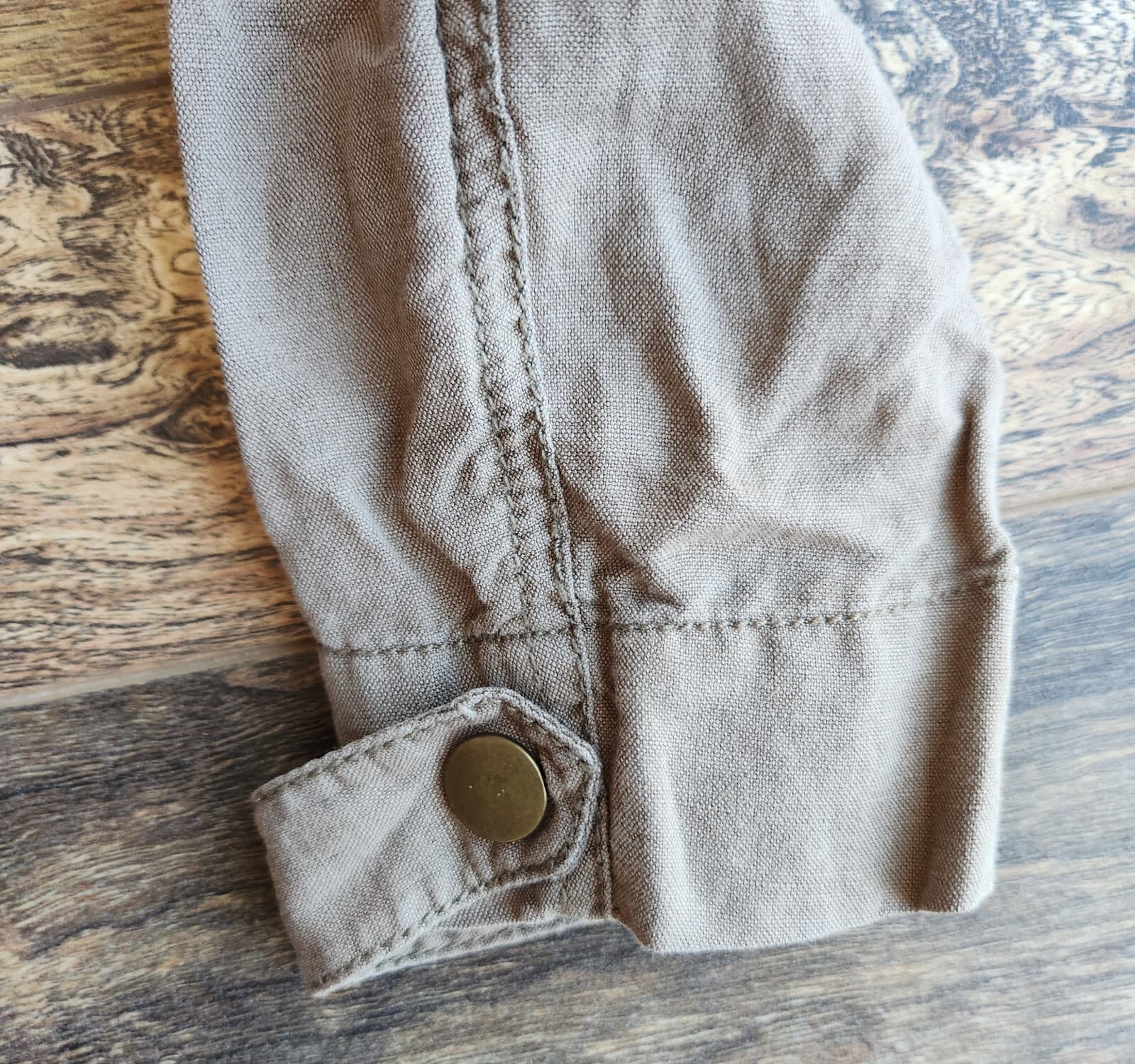 Free People Linen Blend Eyelet Embroidered Crop Biker Jacket Zip Green Womens 10 - Thumbnail 13
