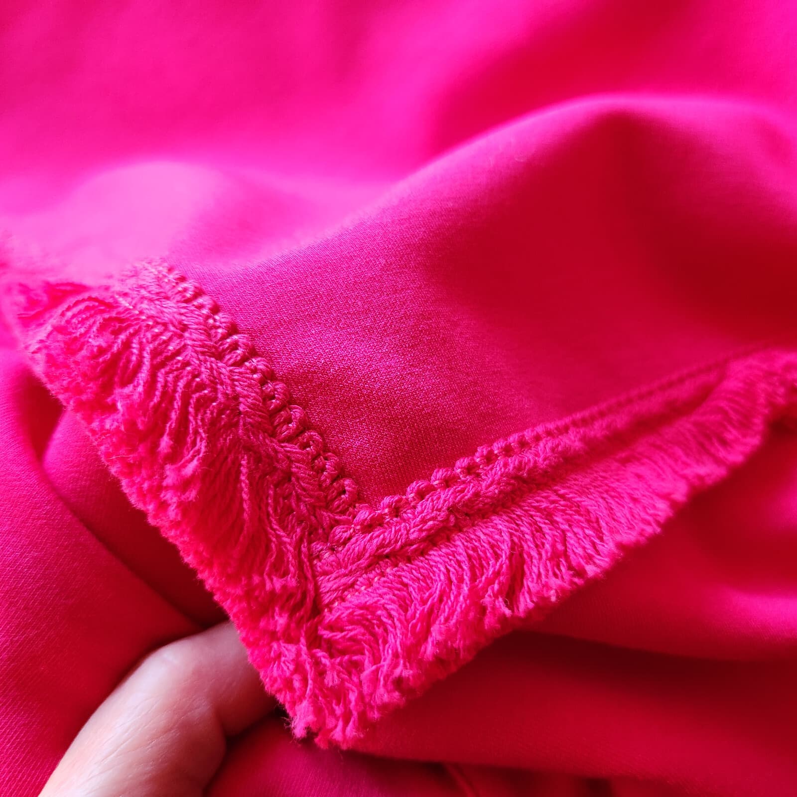 Scotch & Soda $138 Fringed Oversized Raglan Sweatshirt Wide Cuff-Hem Pink Sz.XL - Thumbnail 10