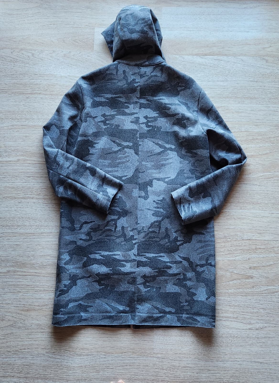 EMPORIO ARMANI Techno Tailoring Camo Wool Blend Hooded Coat Jacket Grey Men's 48 - Thumbnail 4