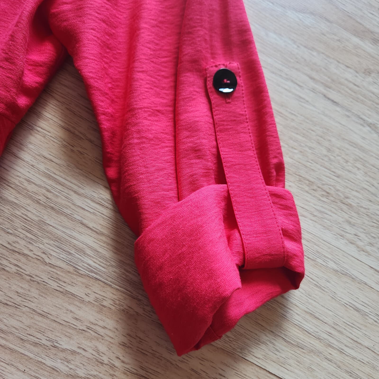 I.C by Connie K Asymmetrical Lagenlook Dress Roll Tap Sleeve Pocket Red Sz.M - Thumbnail 8