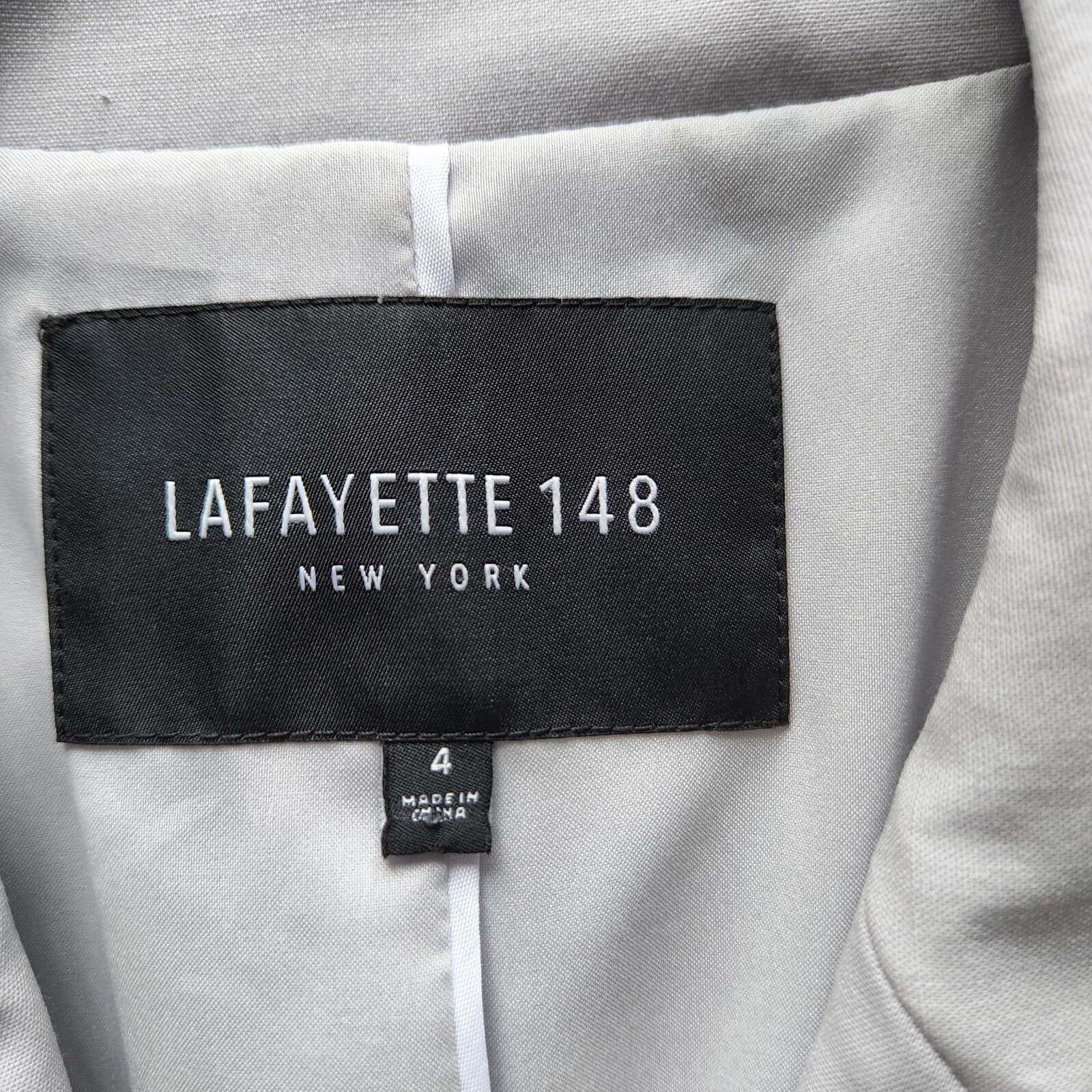 LAFAYETTE 148 NY Wool Blend One-Button Blazer Pocket Stretch Grey Women Sz.4 - Thumbnail 6