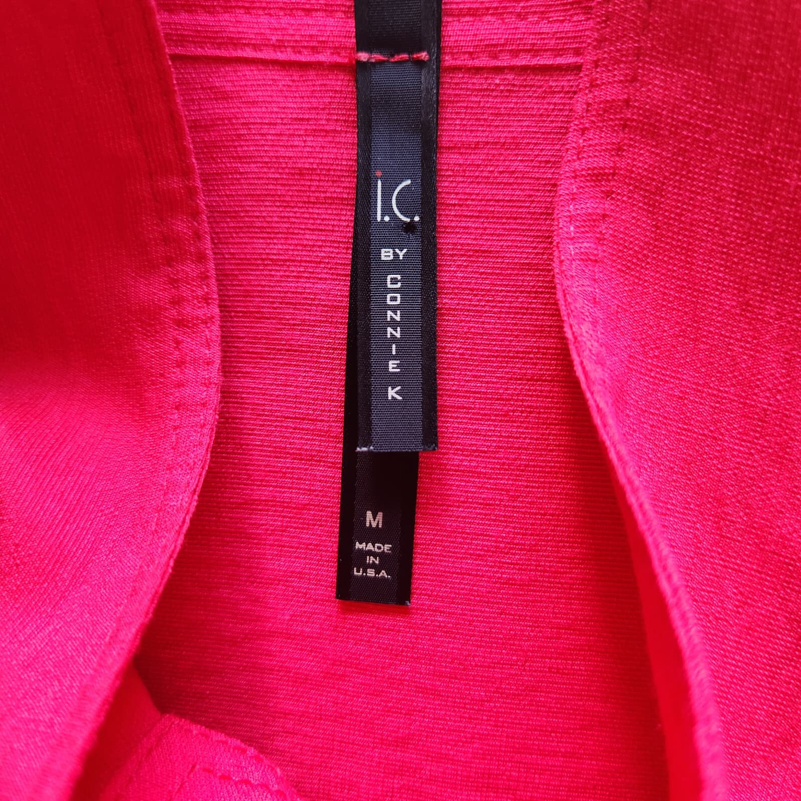 I.C by Connie K Asymmetrical Lagenlook Dress Roll Tap Sleeve Pocket Red Sz.M - Thumbnail 9