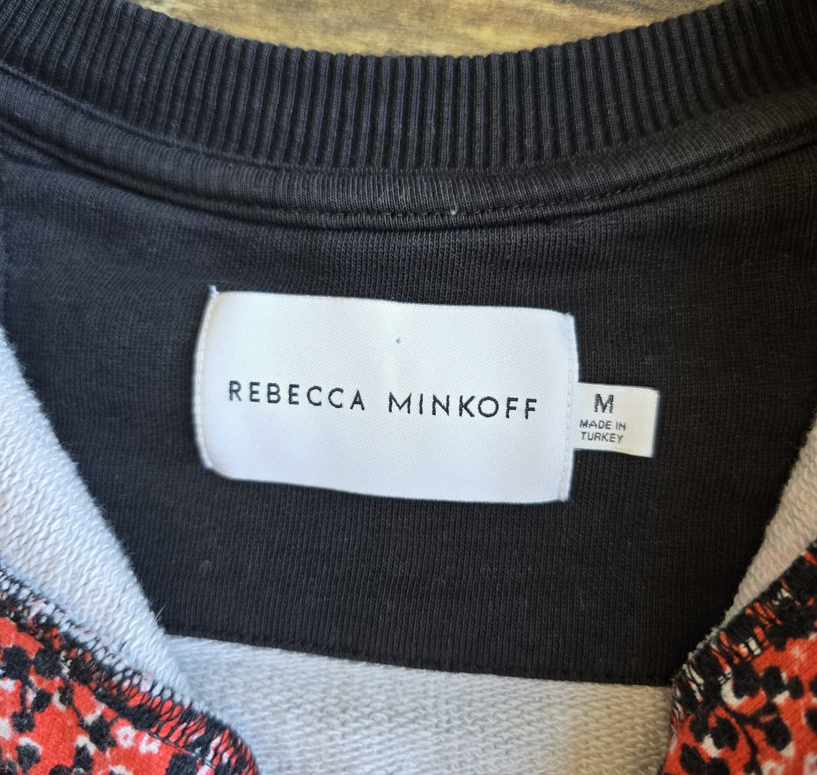 REBECCA MINKOFF Sara Floral French Terry Sweatshirt Half-Zip Red Black Women's M - Thumbnail 12