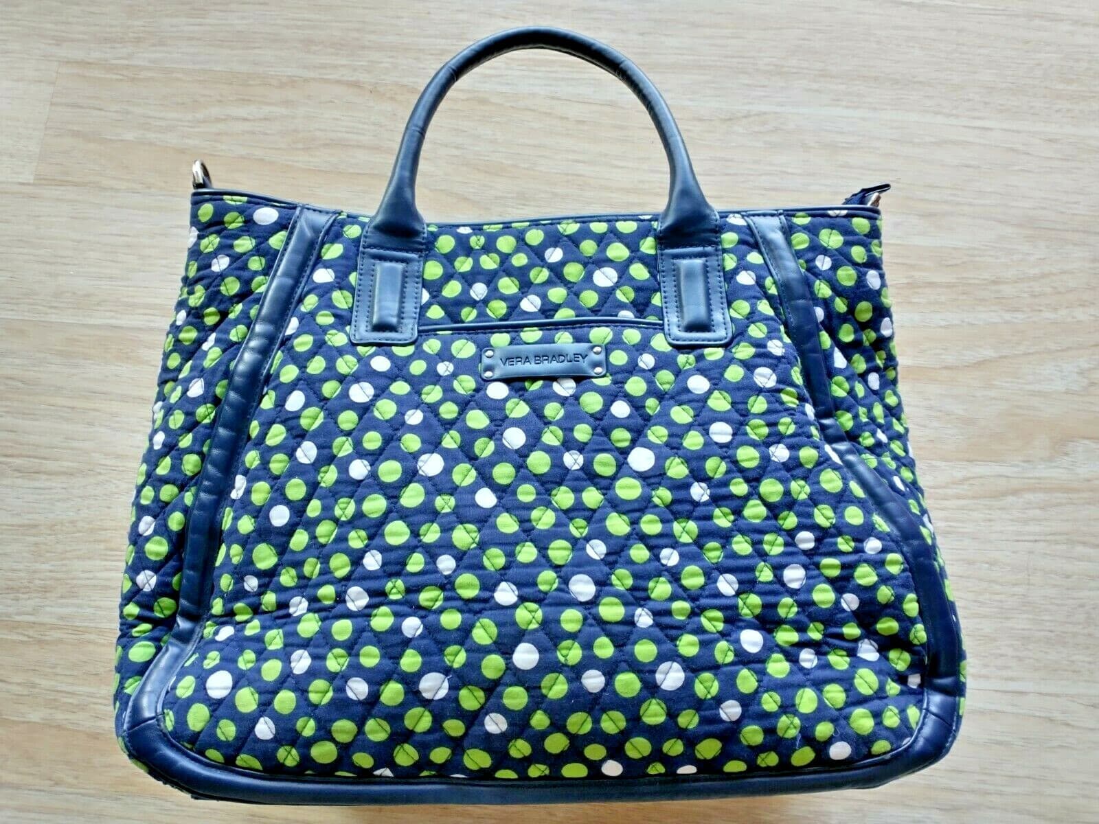 Vera Bradley Trimmed Trapeze Tote Bag Lucky Dots Multicolor Zip-Closure Pockets - Thumbnail 2