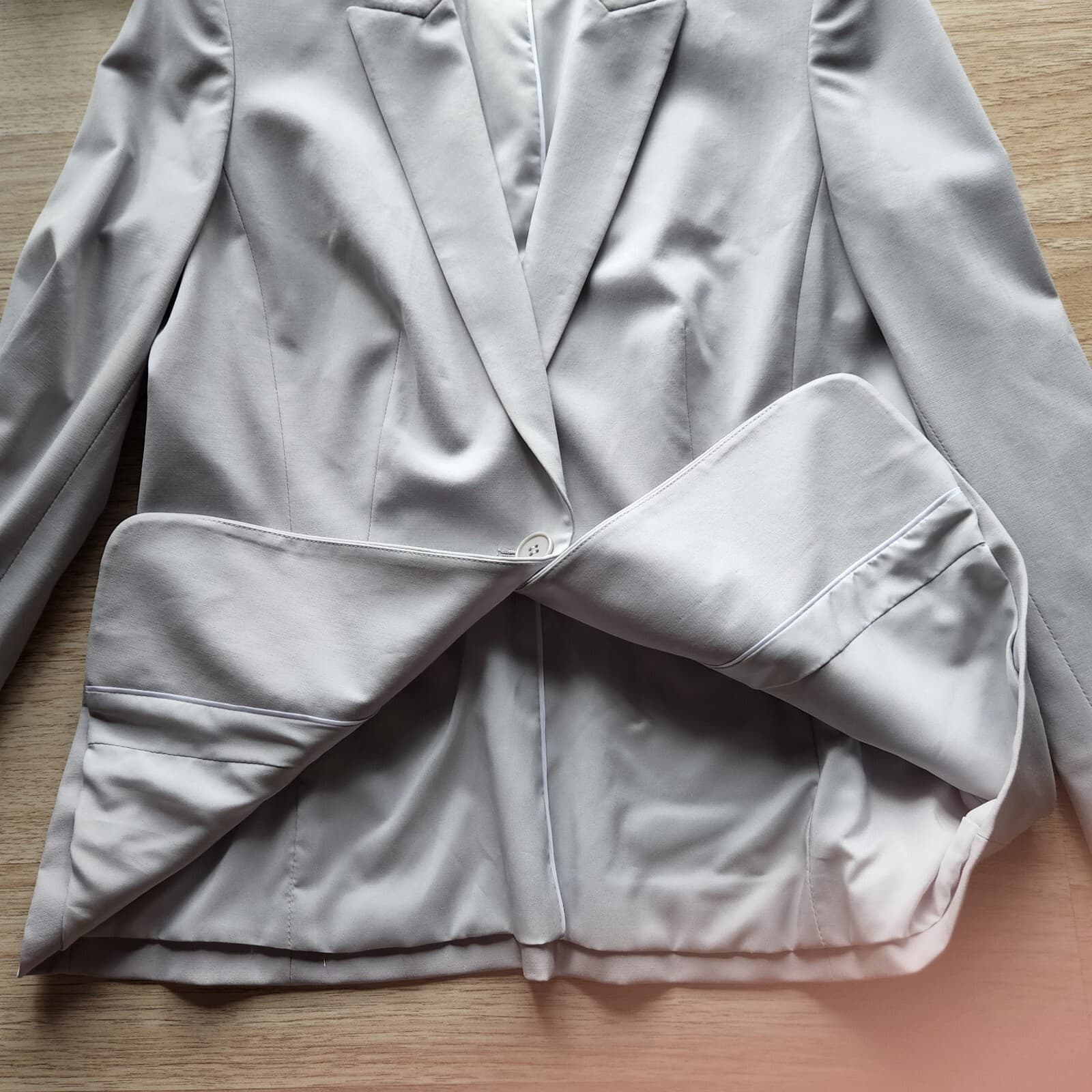 LAFAYETTE 148 NY Wool Blend One-Button Blazer Pocket Stretch Grey Women Sz.4 - Thumbnail 9