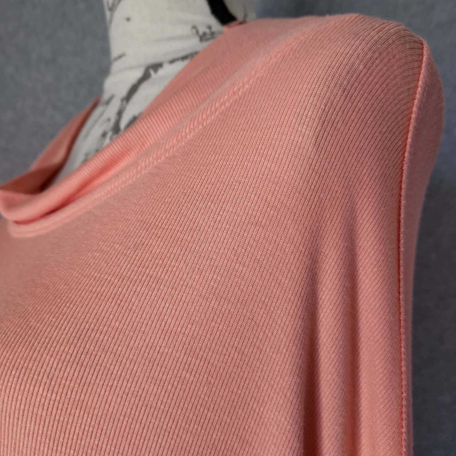 NWT Free People Grapevine Rip Knit Hi Low Top Cowl Neck Long Sleeve Coral XS $68 - Thumbnail 4