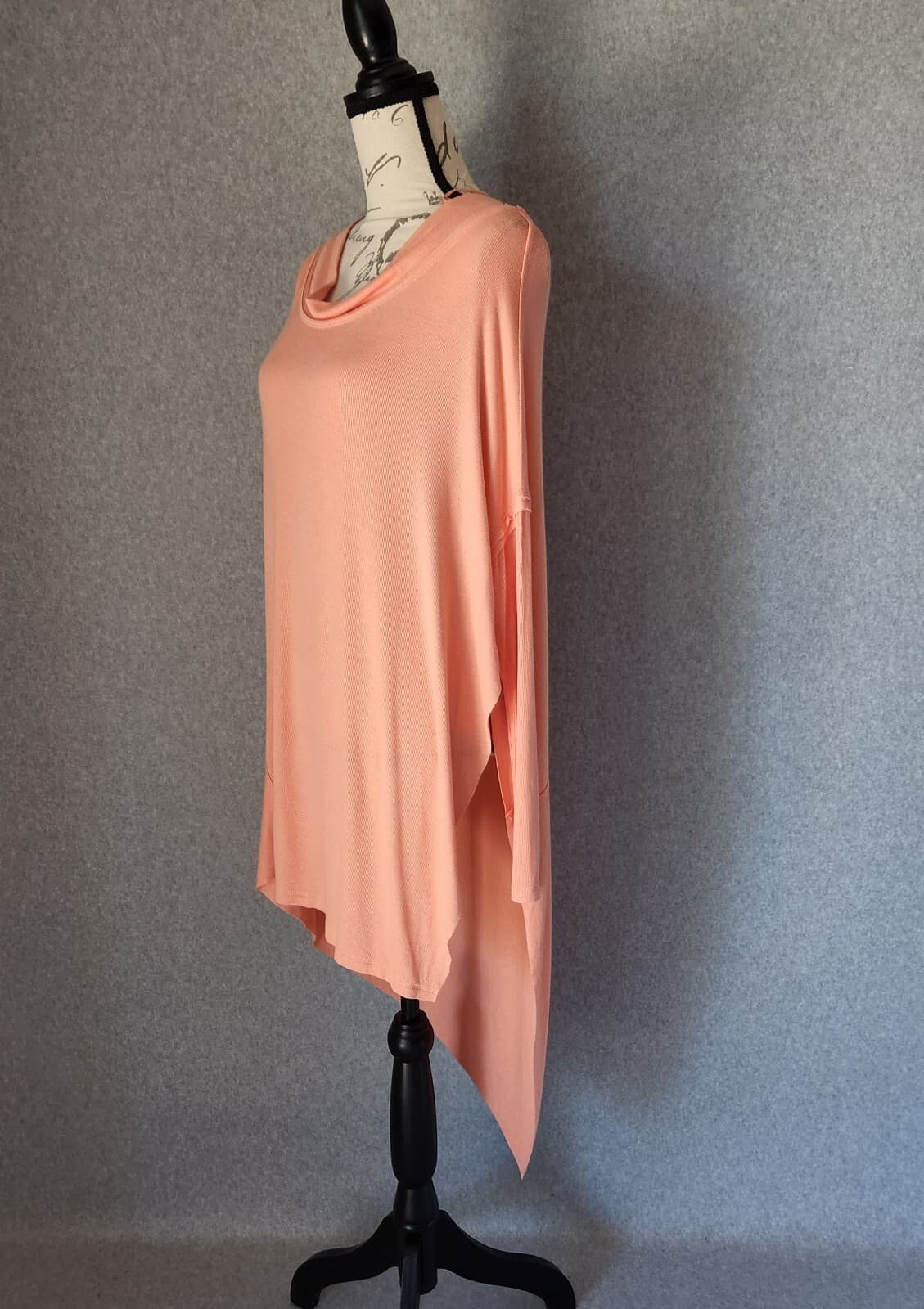 NWT Free People Grapevine Rip Knit Hi Low Top Cowl Neck Long Sleeve Coral XS $68 - Thumbnail 5