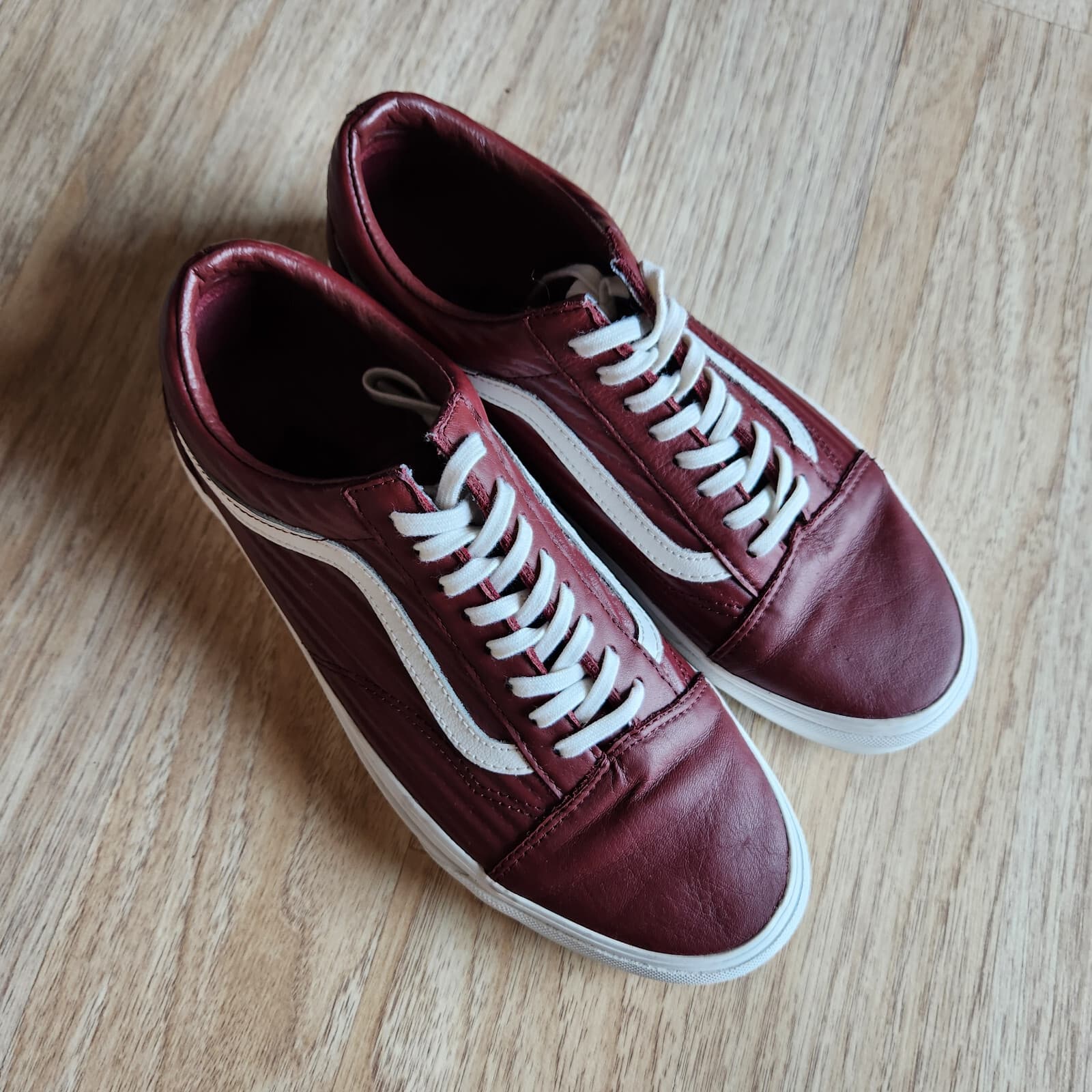 Vans Old Skool Moto UA Leather Skate Shoes Lace-Up Red-Brown Unisex M8.5 W10 - Thumbnail 3
