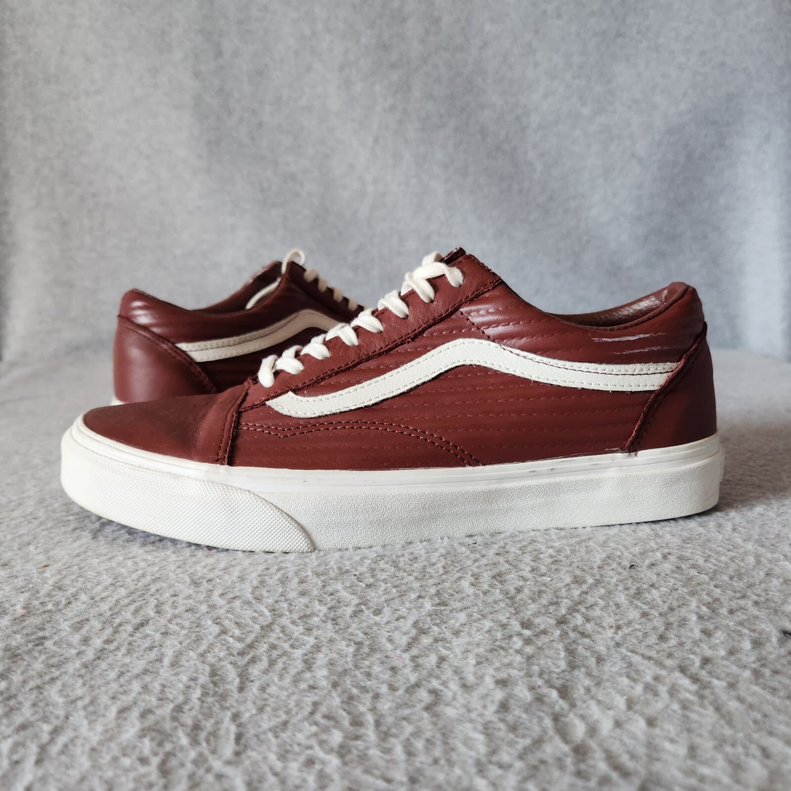 Vans Old Skool Moto UA Leather Skate Shoes Lace-Up Red-Brown Unisex M8.5 W10 - Thumbnail 4