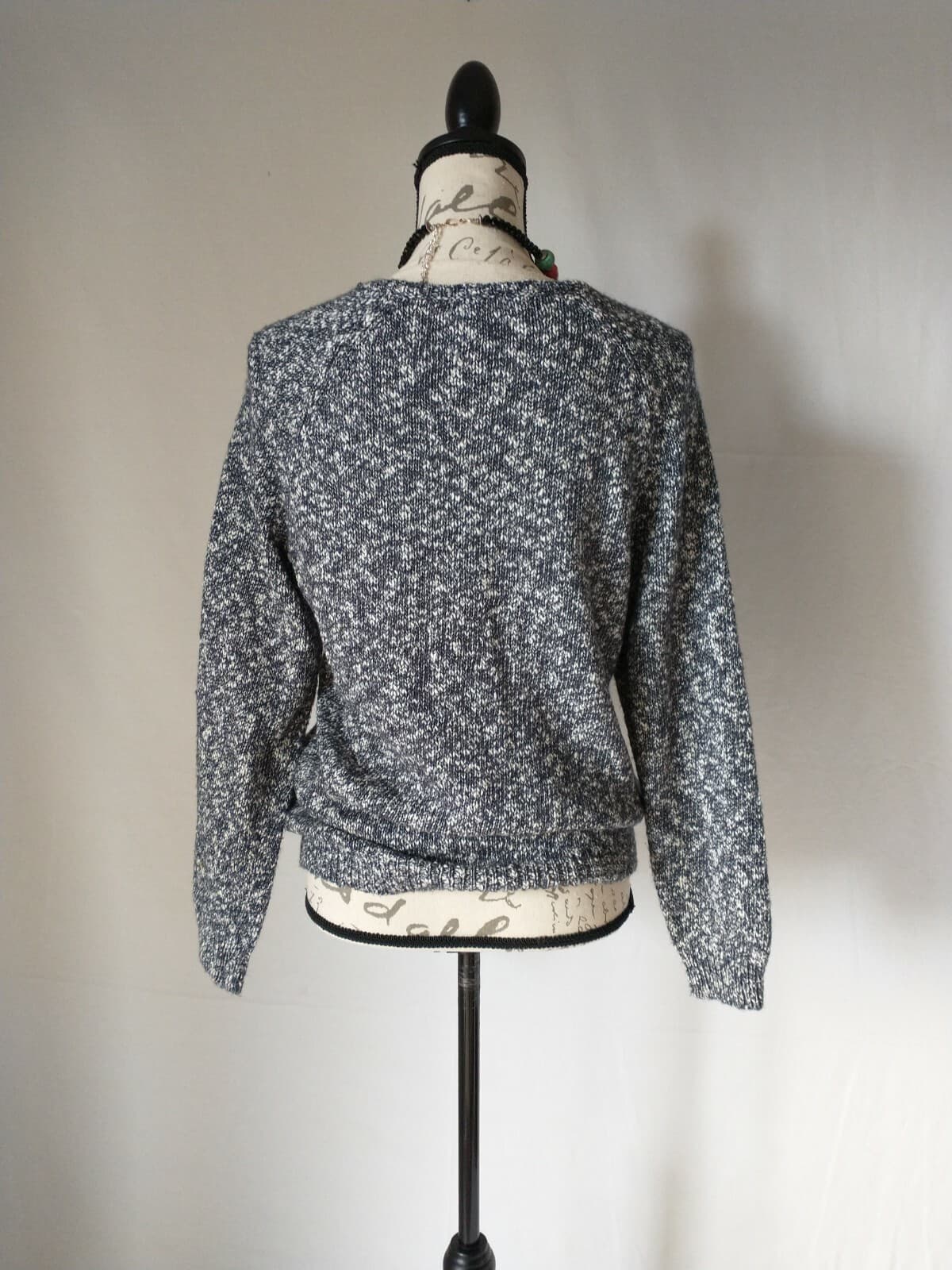 Joie Aleyda Slub Sweater V-Neck Blue Marled Cotton Nylon Mohair Wool Women Sz.S - Thumbnail 5
